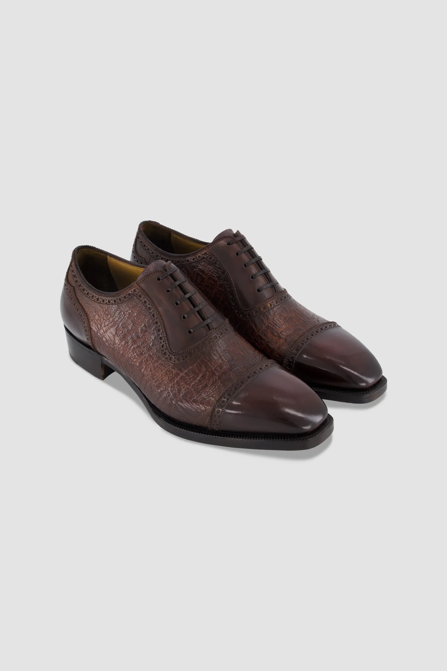 Antonio Meccariello Dark Brown Calf Leather Textured Cap-Toe Oxford - Image 4