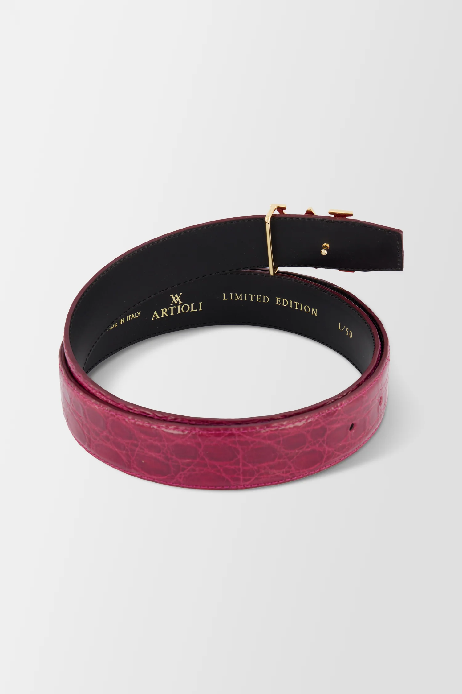 Artioli Red Bordeaux Caiman Belt - Image 2