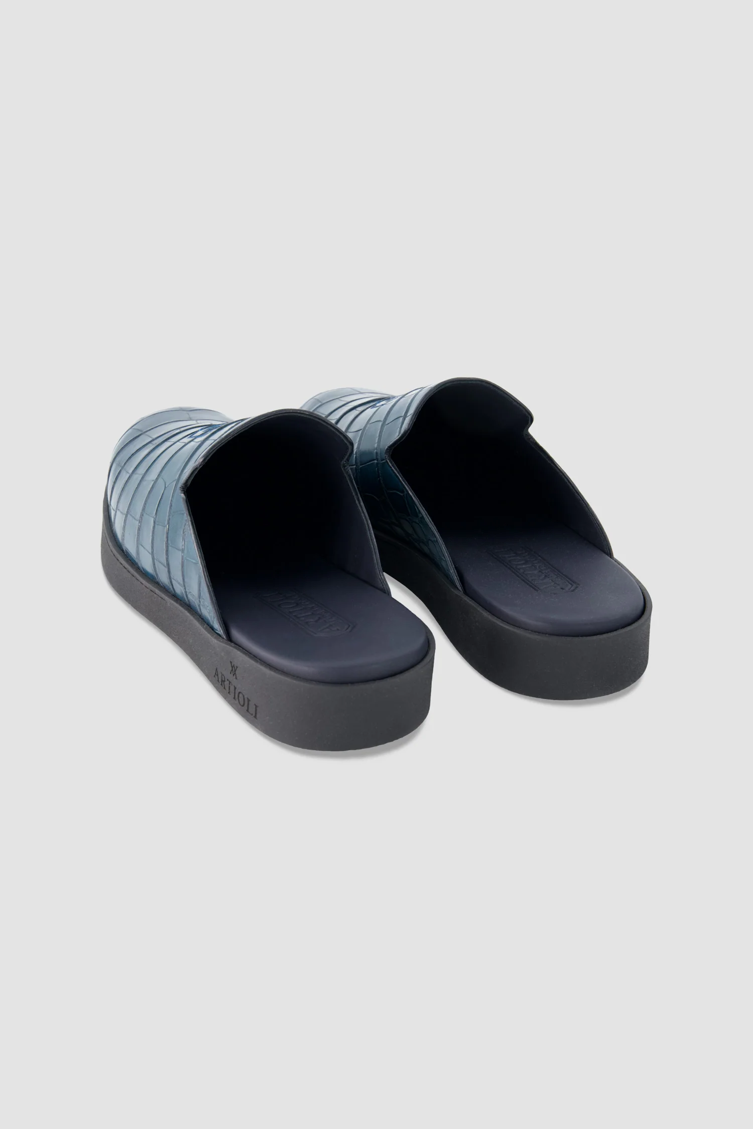 Artioli Teal Alligator Mule Slip Ons - Image 5