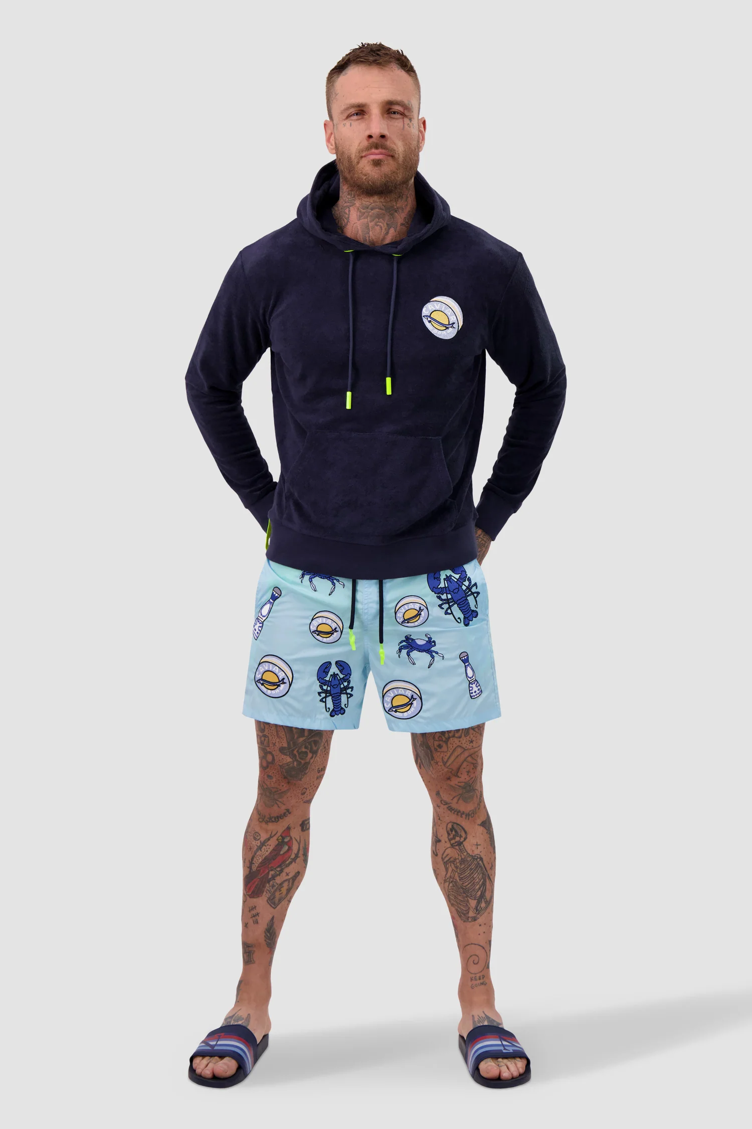Bain De Mer Navy Azul Por Favor Hoodie - Image 3
