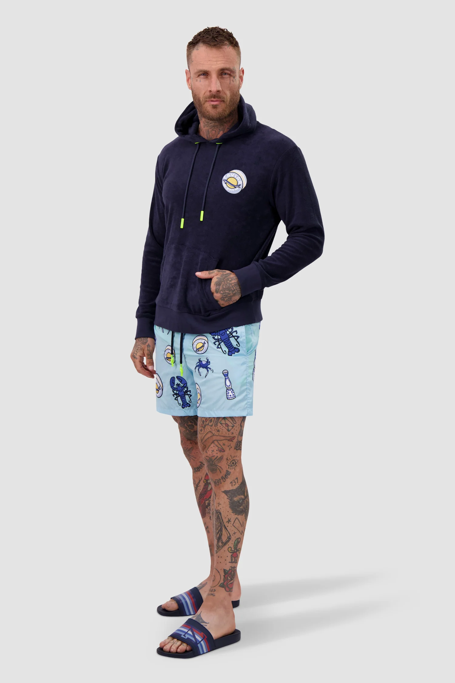 Bain De Mer Navy Azul Por Favor Hoodie - Image 4