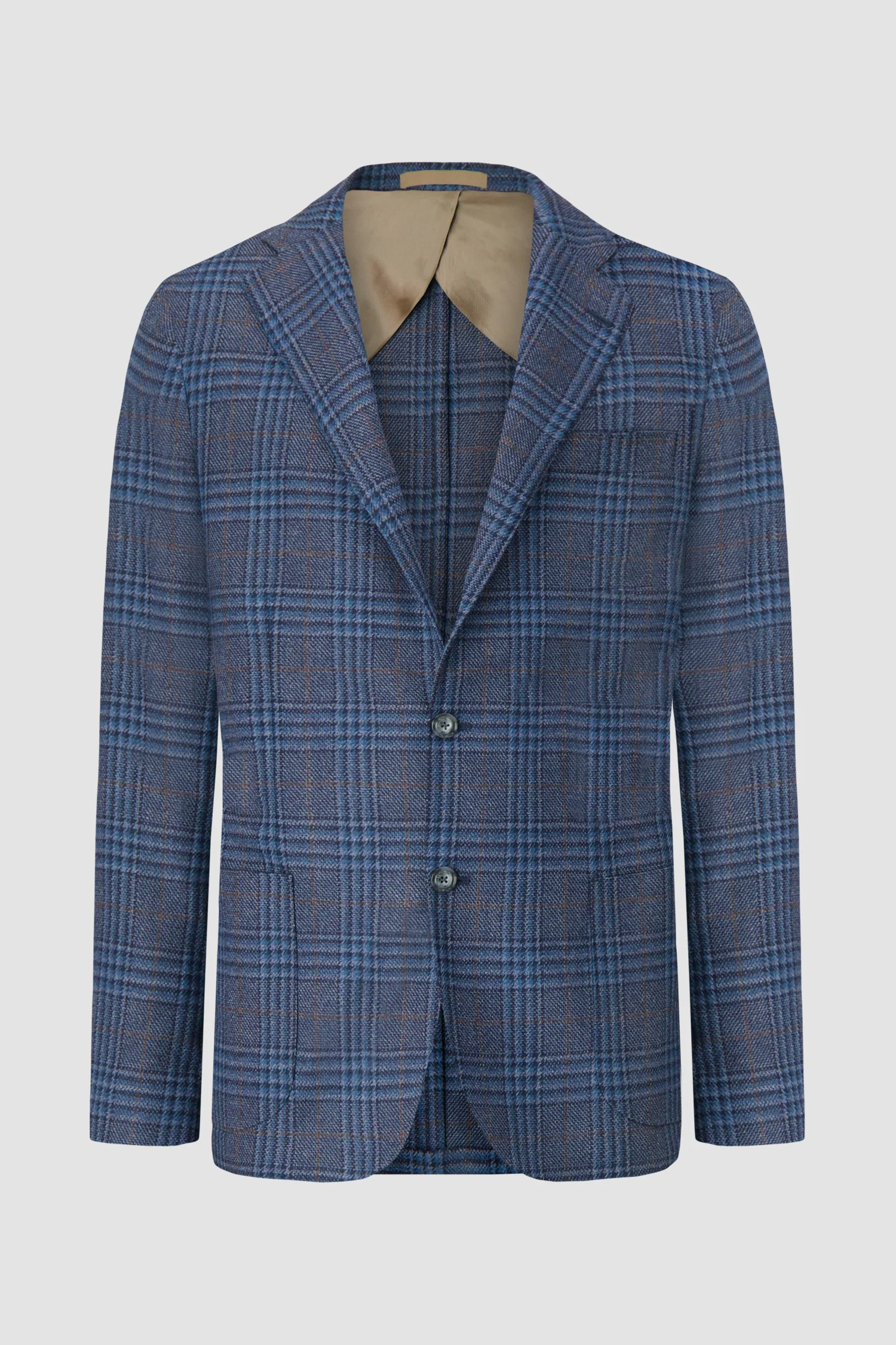 Barba Napoli Blue Checkered Long 2B Blazer