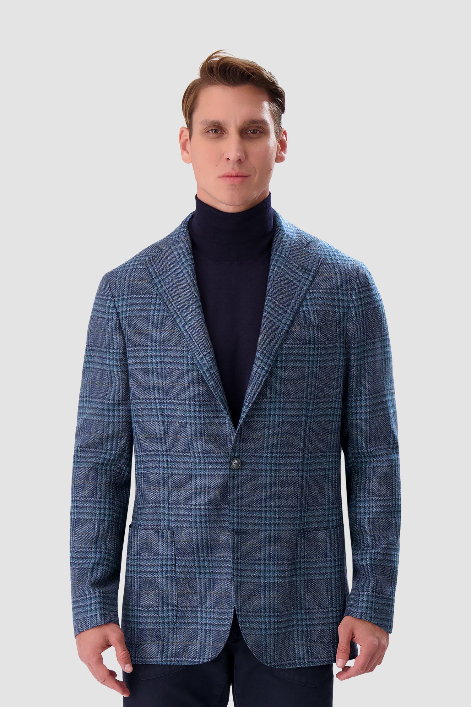 Barba Napoli Blue Checkered Long 2B Blazer - Image 2