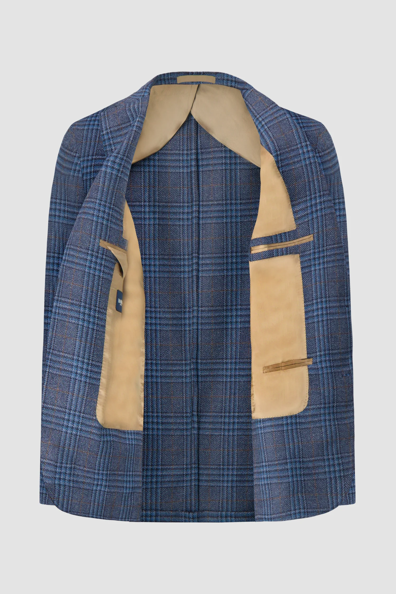 Barba Napoli Blue Checkered Long 2B Blazer - Image 4