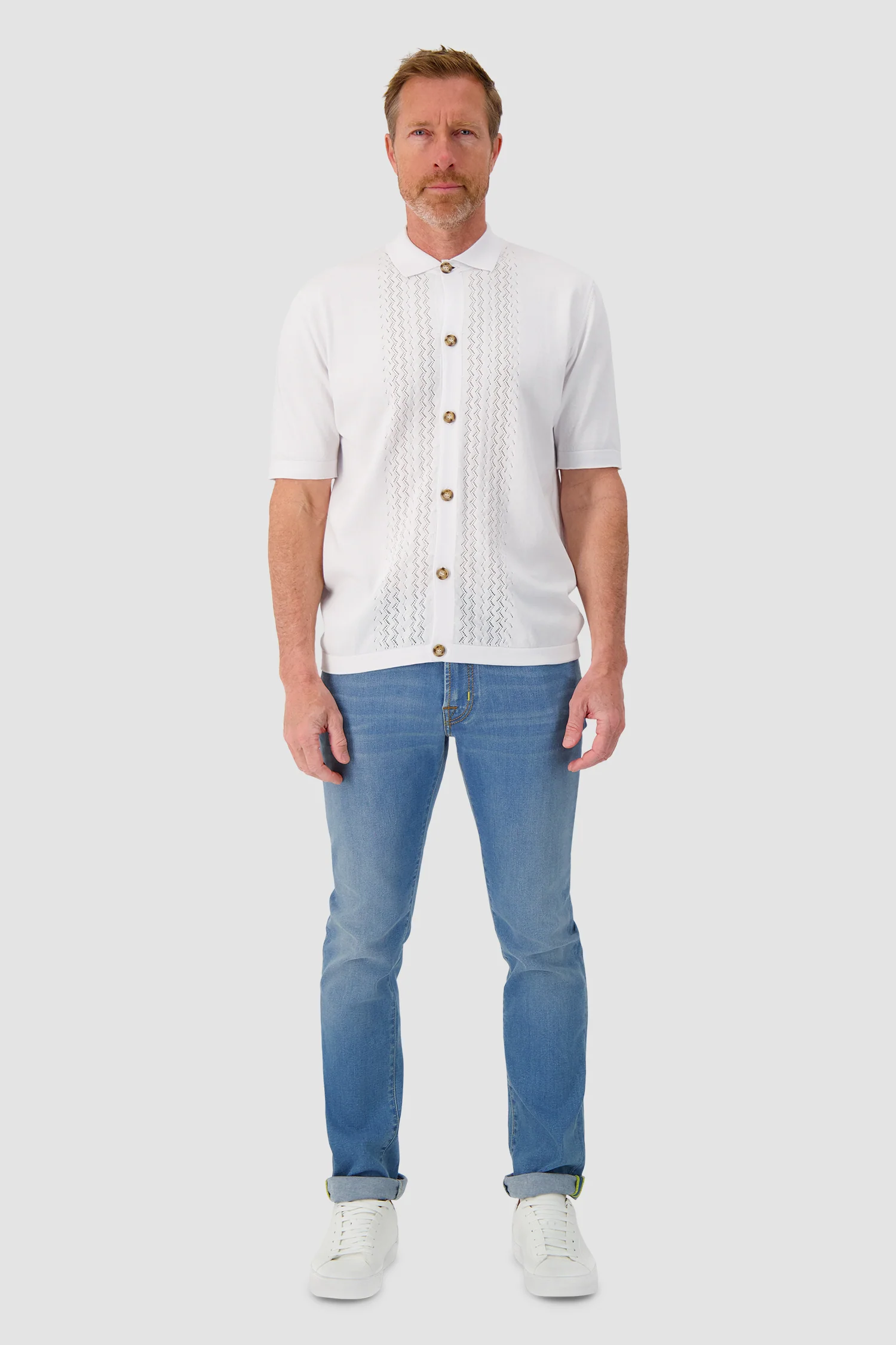 Barba Napoli Bianco Button Polo - Image 3