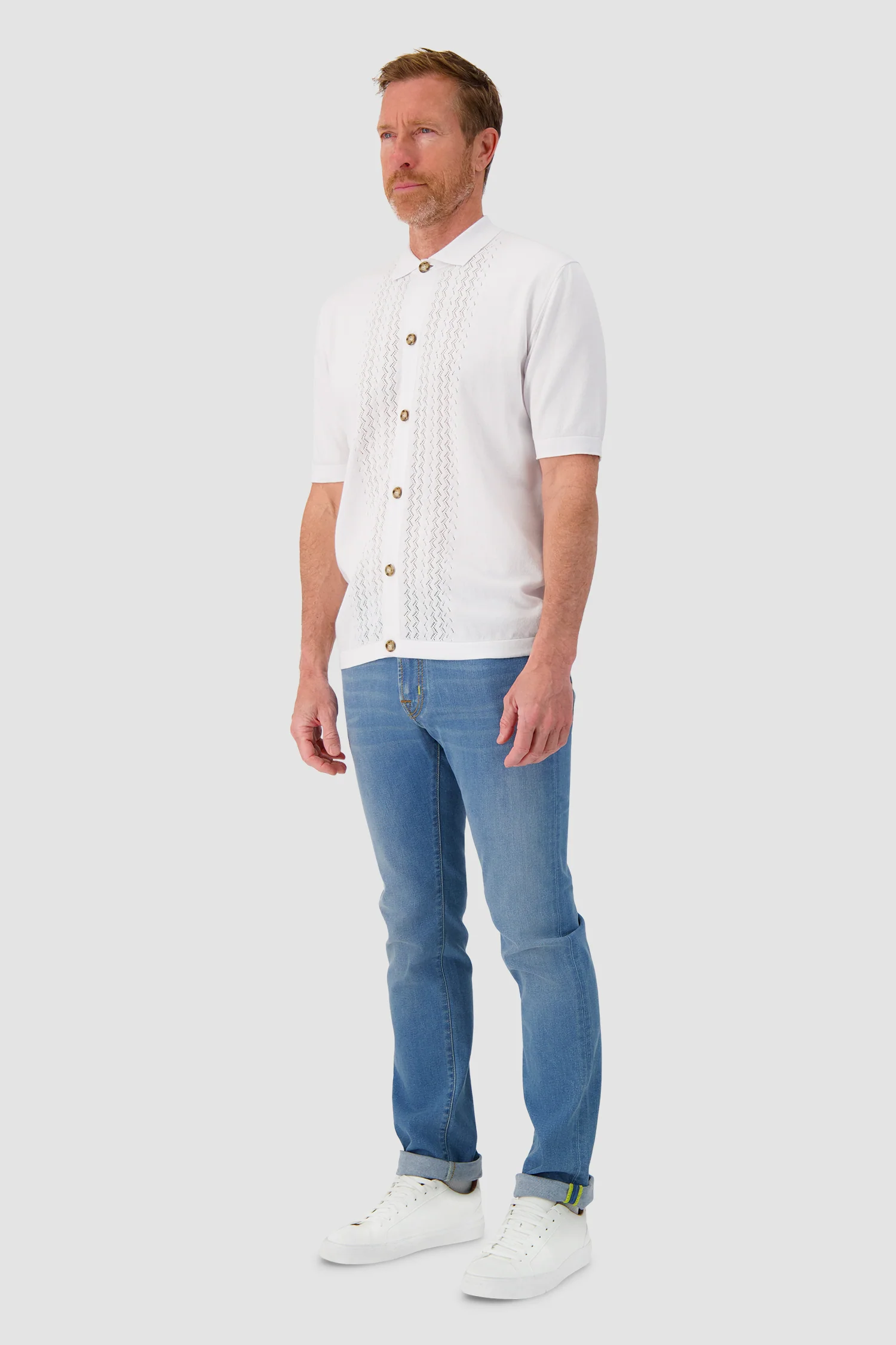 Barba Napoli Bianco Button Polo - Image 4