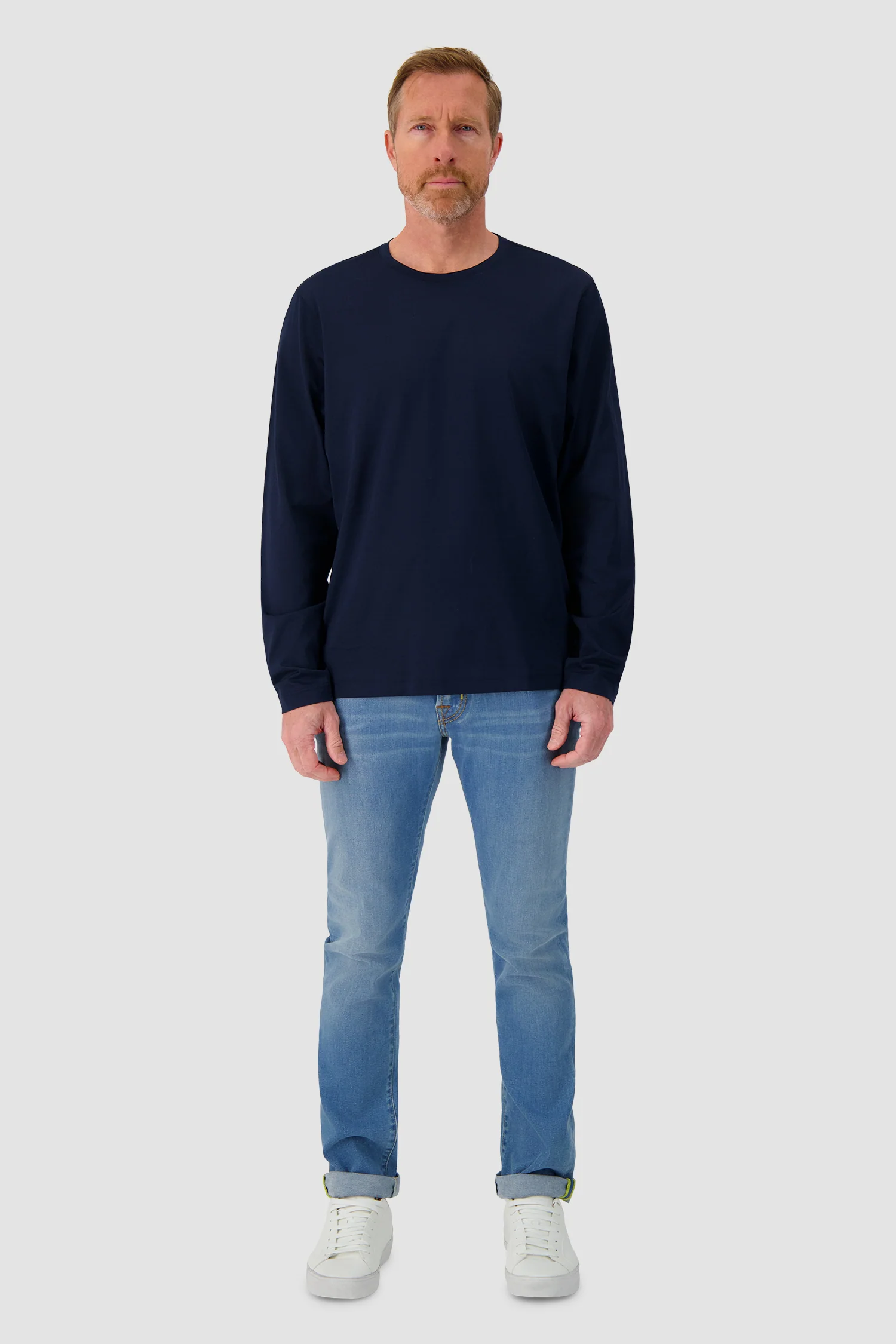 Barba Napoli Dark Blue Long Sleeve T-Shirt - Image 3