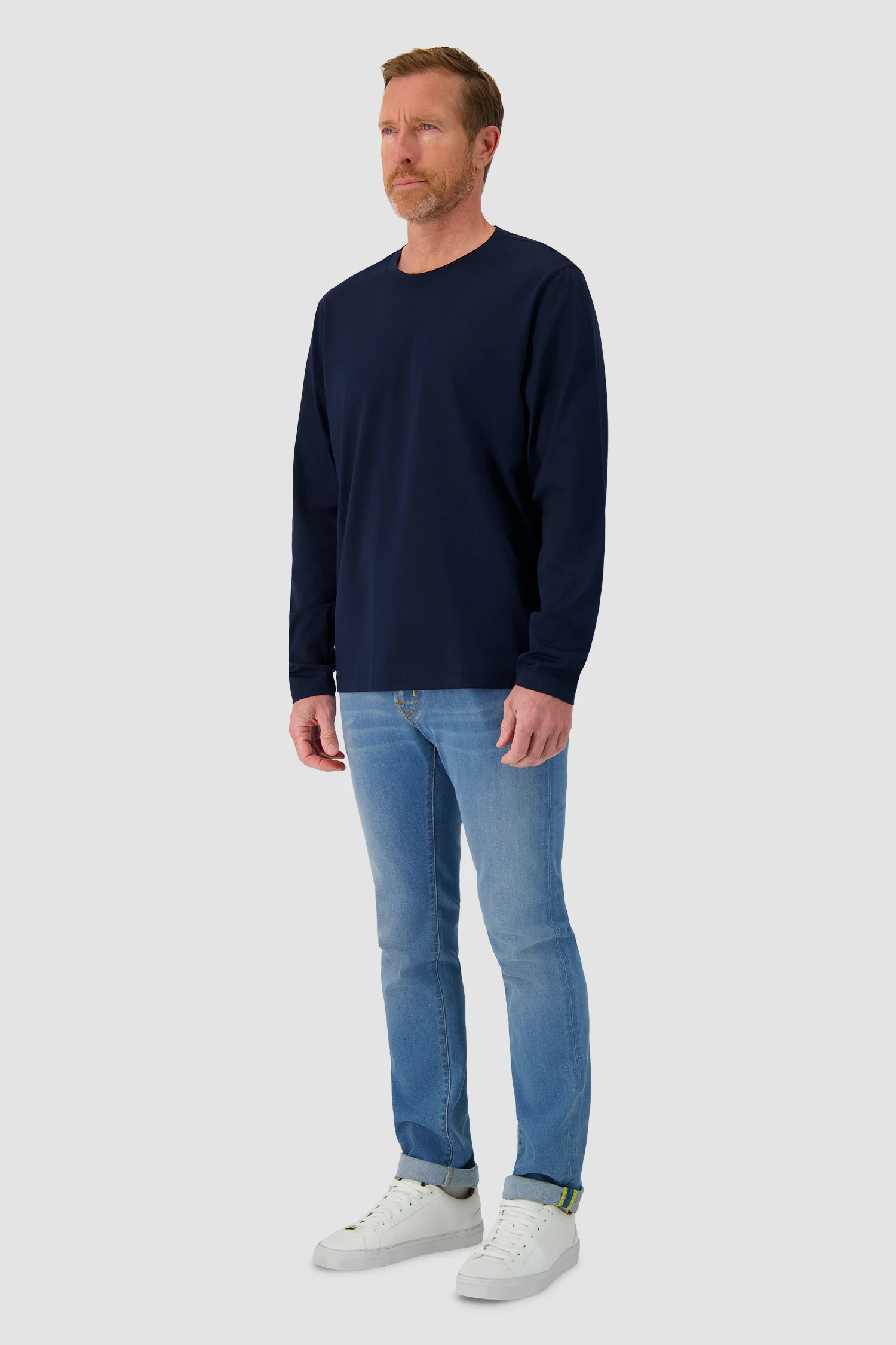 Barba Napoli Dark Blue Long Sleeve T-Shirt - Image 4