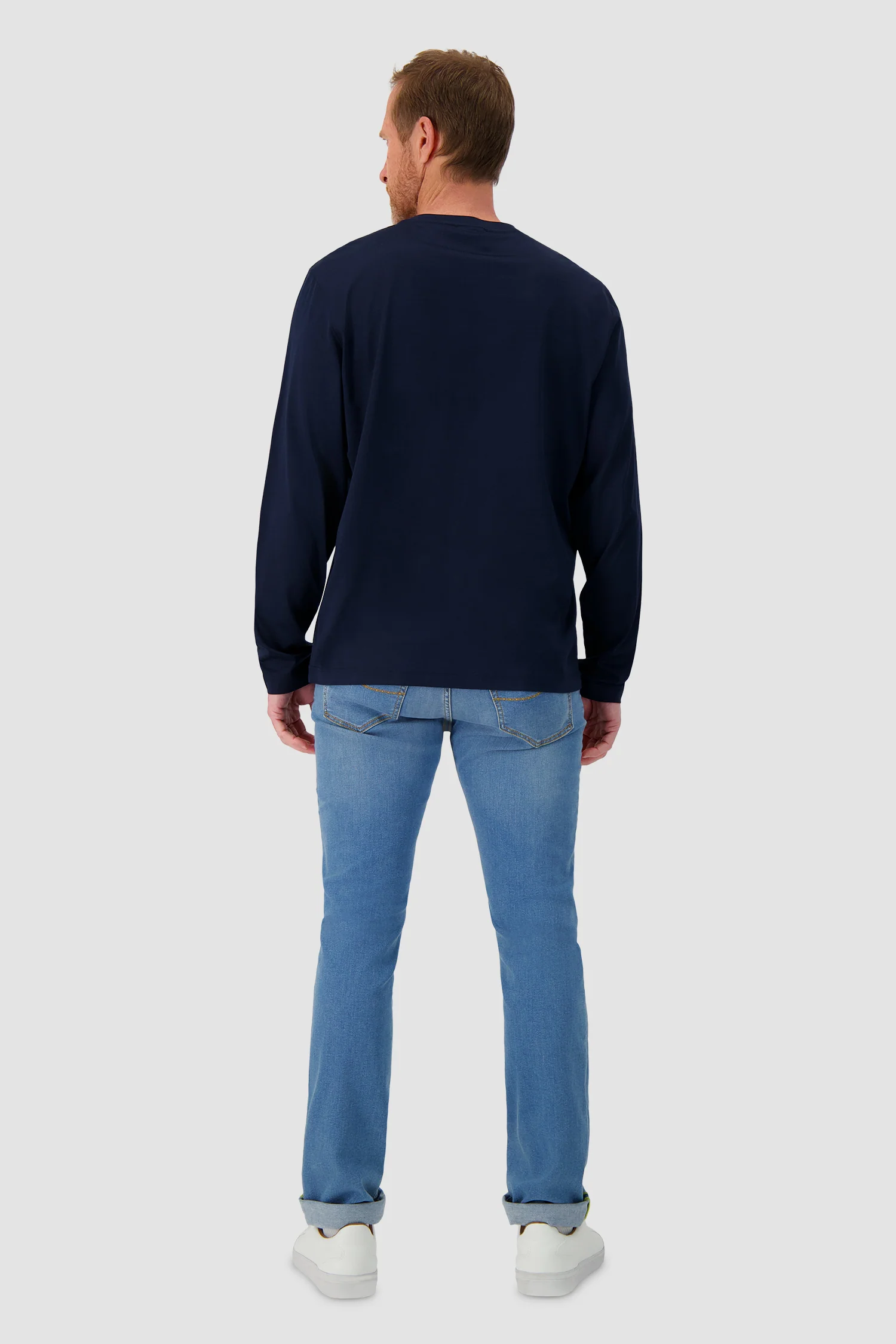 Barba Napoli Dark Blue Long Sleeve T-Shirt - Image 5