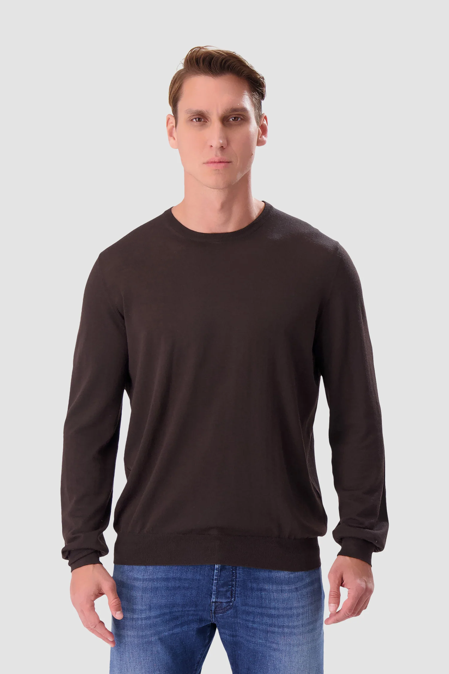 Barba Napoli Dark Brown Round Neck Paricollo Sweater - Image 3