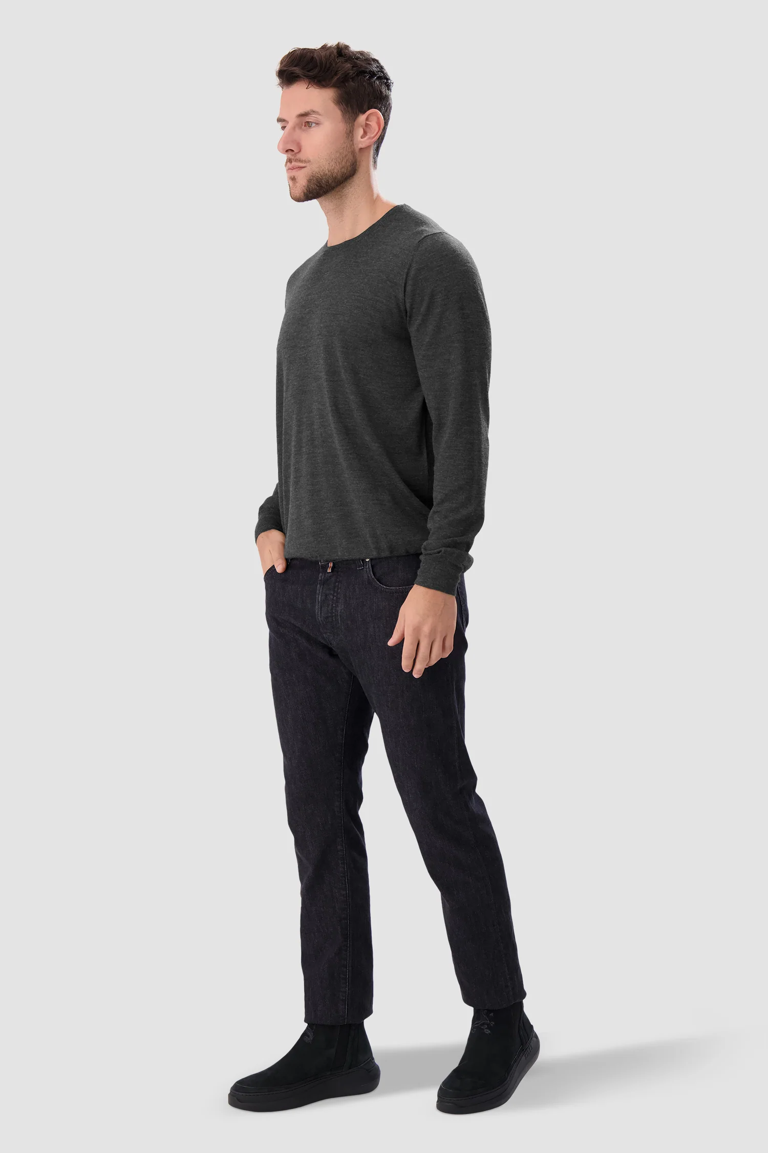 Barba Napoli Grey Round Neck Paricollo Sweater - Image 5