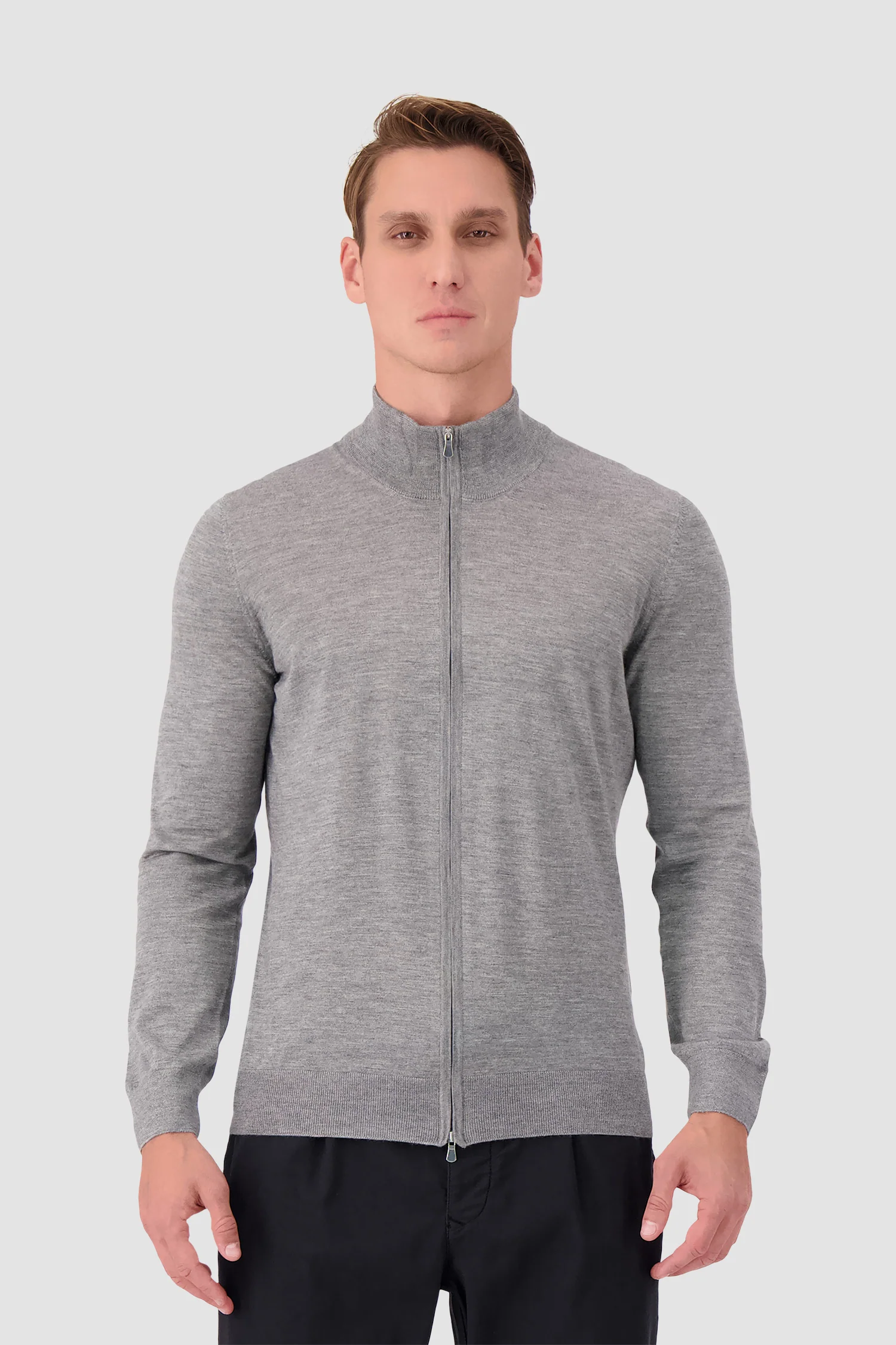 Barba Napoli Grey Zipped Guibbino Sweater - Image 2