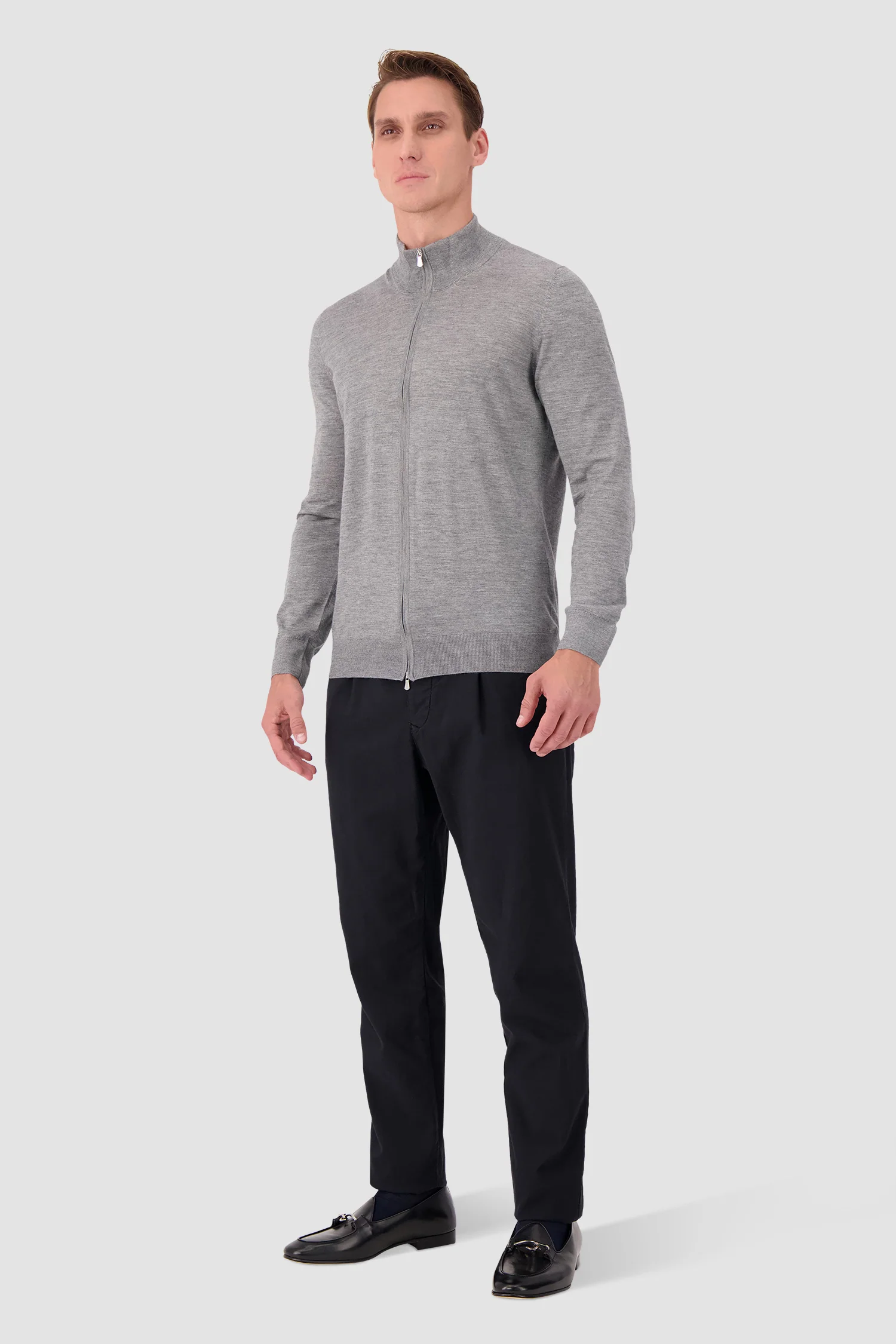 Barba Napoli Grey Zipped Guibbino Sweater - Image 5
