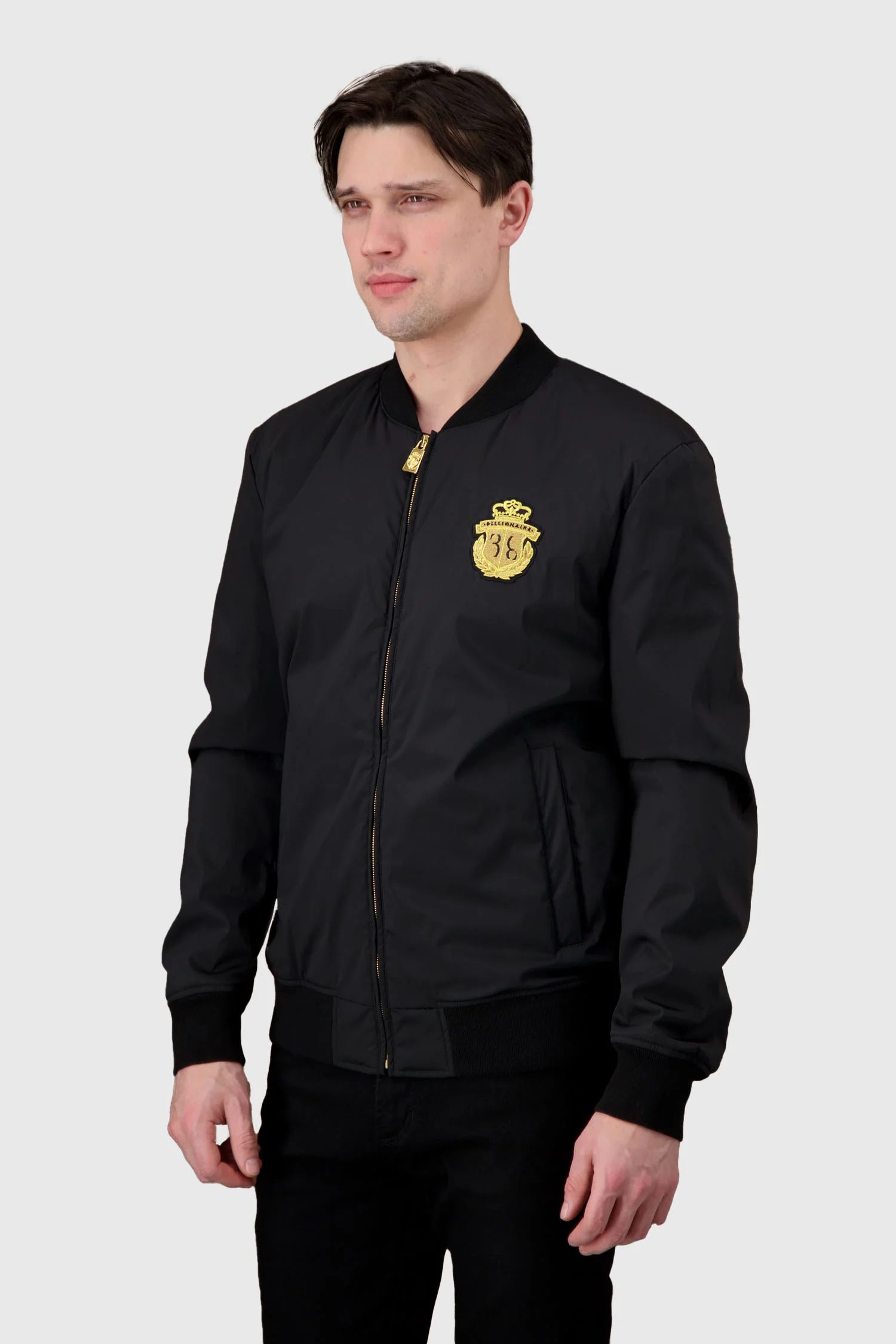 Billionaire Black Crest Bomber Jacket - Image 2
