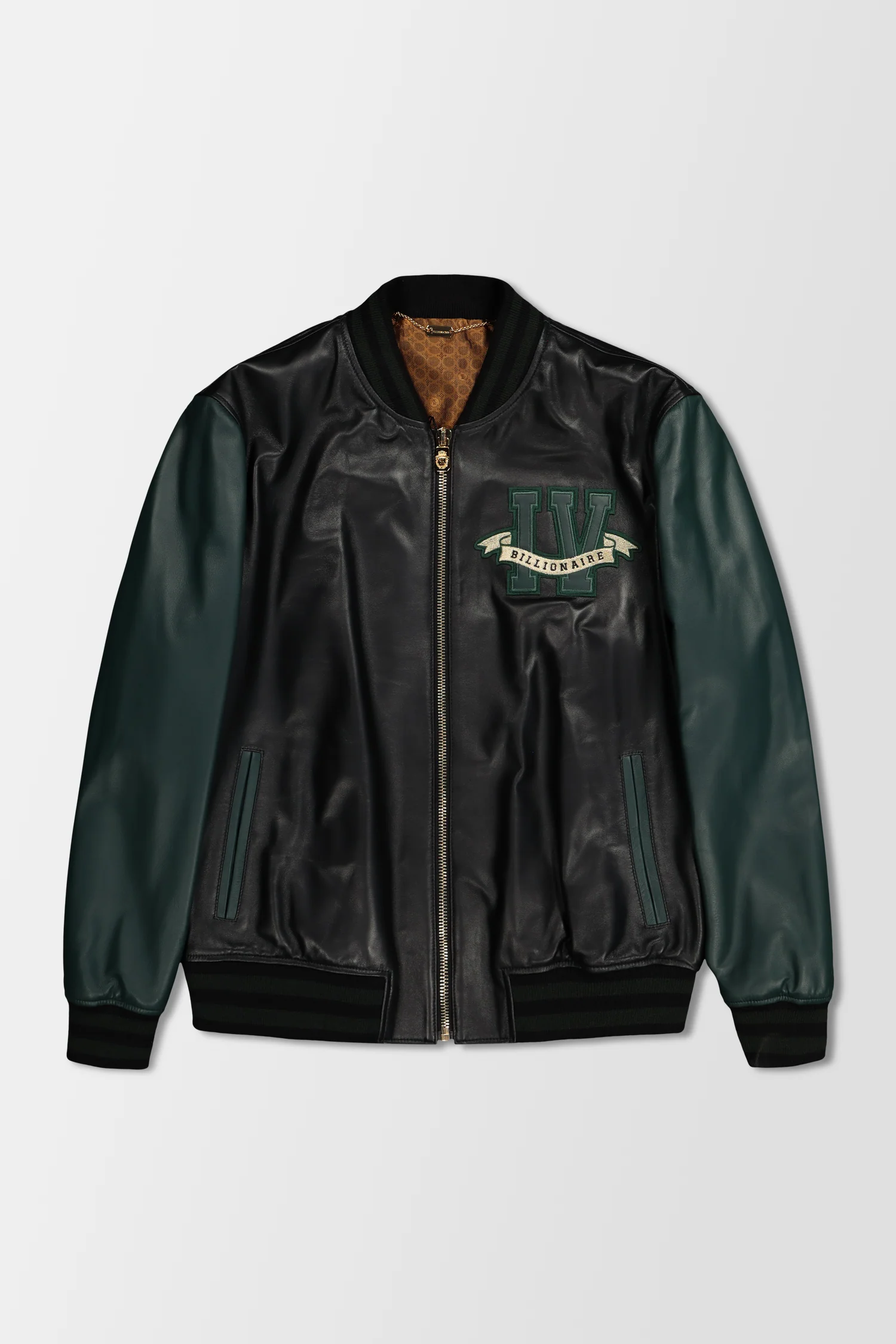 Billionaire Black Leather Bomber Jacket - Image 2