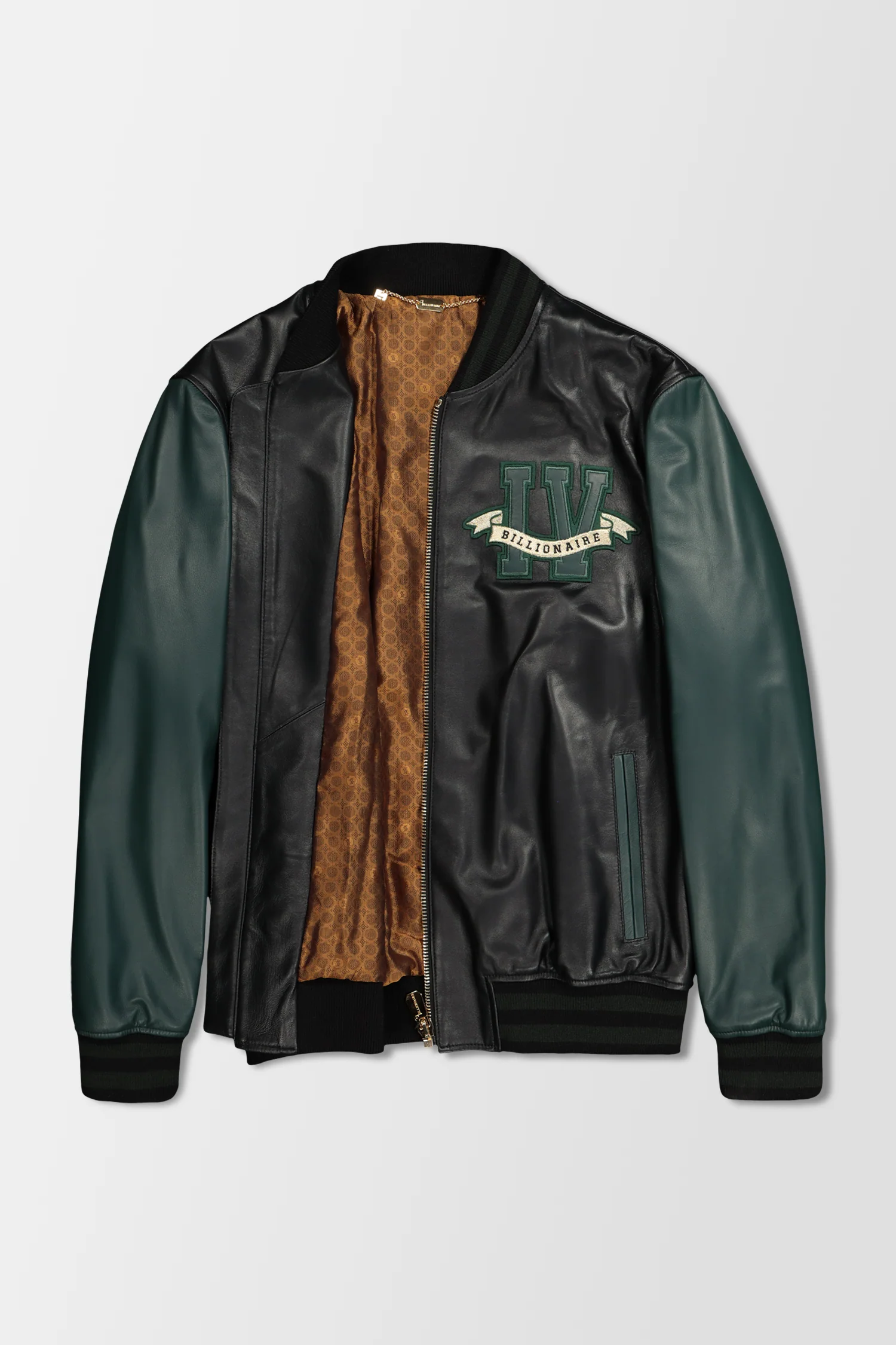 Billionaire Black Leather Bomber Jacket - Image 3