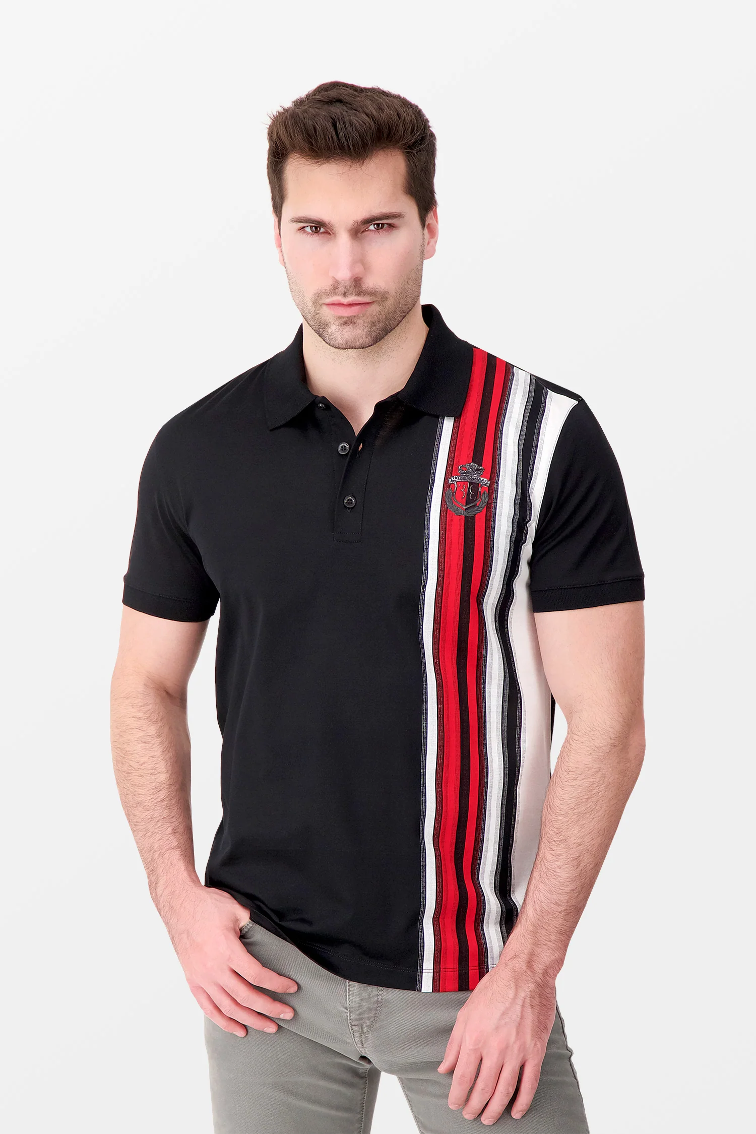 Billionaire Black Stripes SS Polo - Image 3