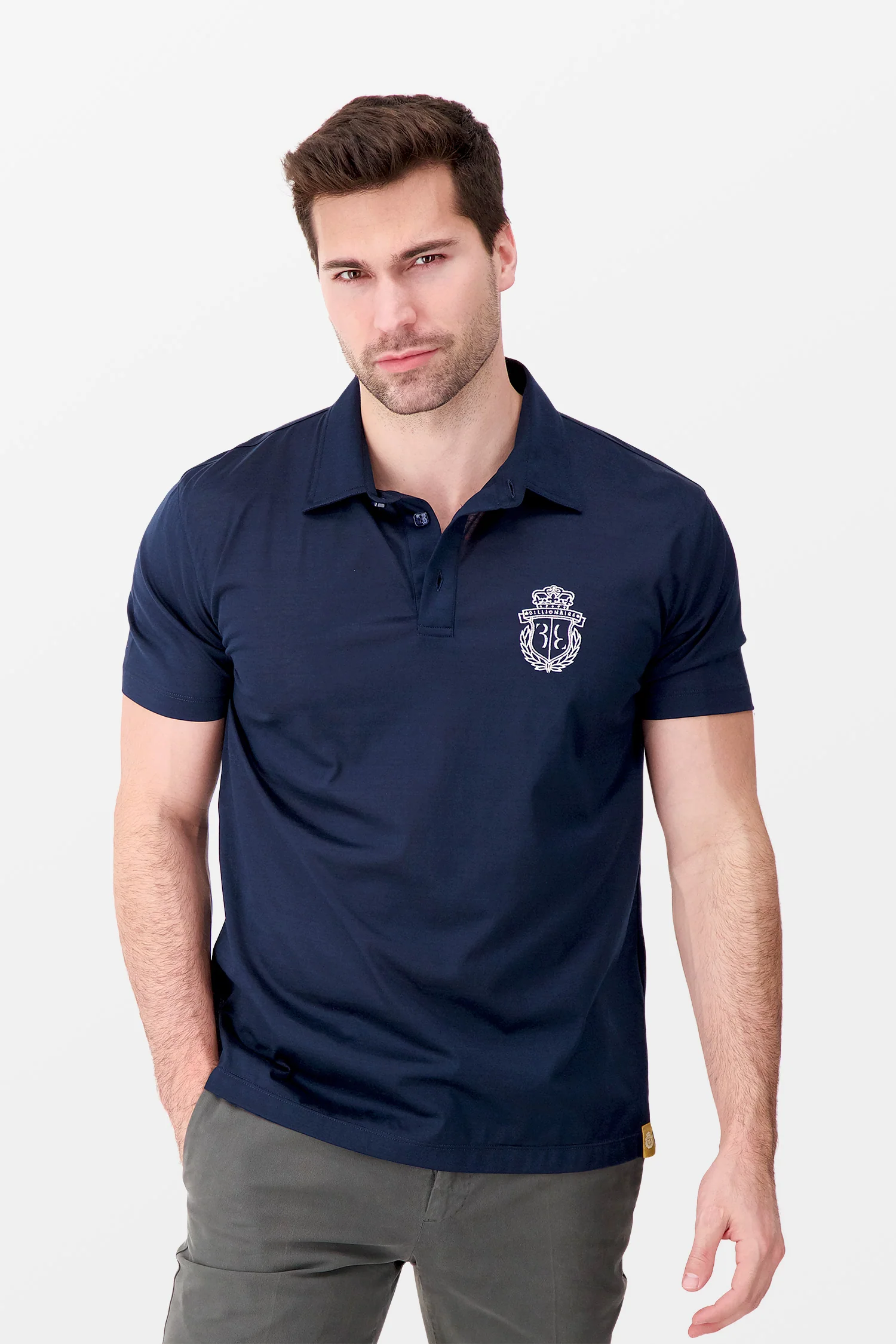 Billionaire Dark Blue Crest Polo - Image 3