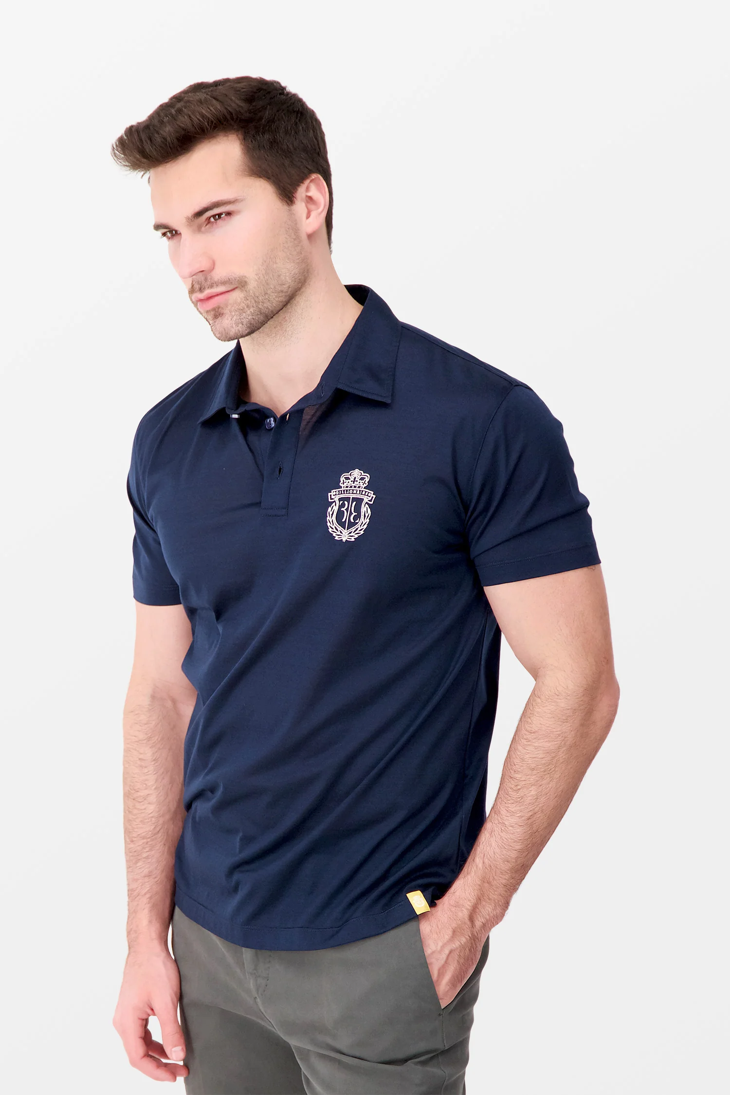Billionaire Dark Blue Crest Polo - Image 4