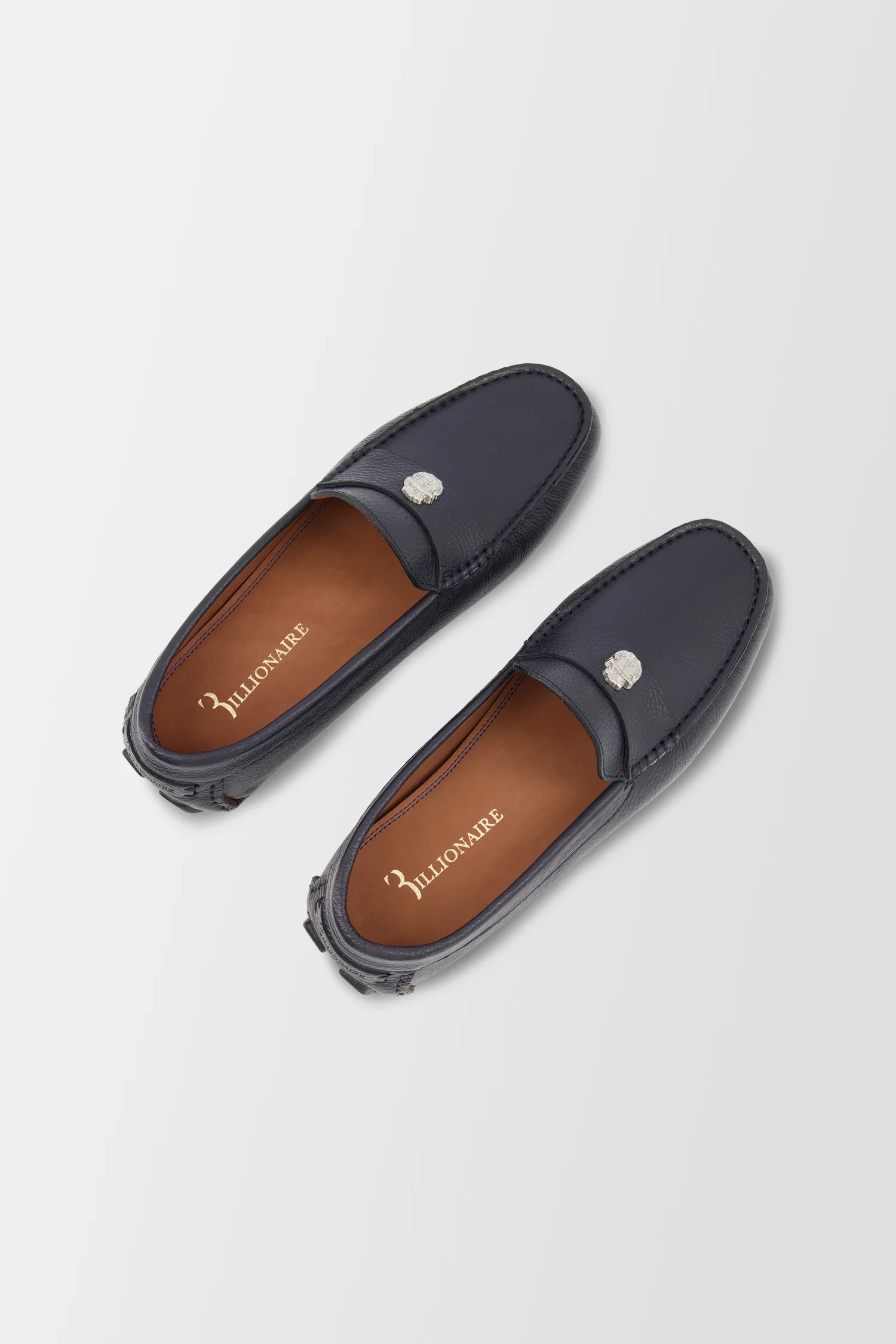 Billionaire Dark Blue Leather Moccasins - Image 4