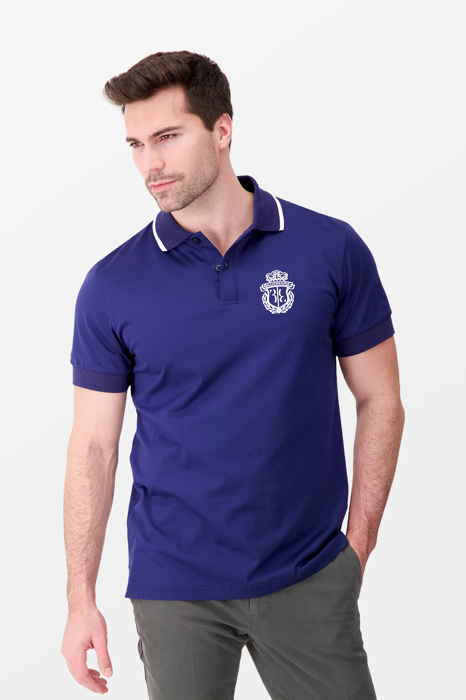 Billionaire Dark Blue SS Crest Polo - Image 3