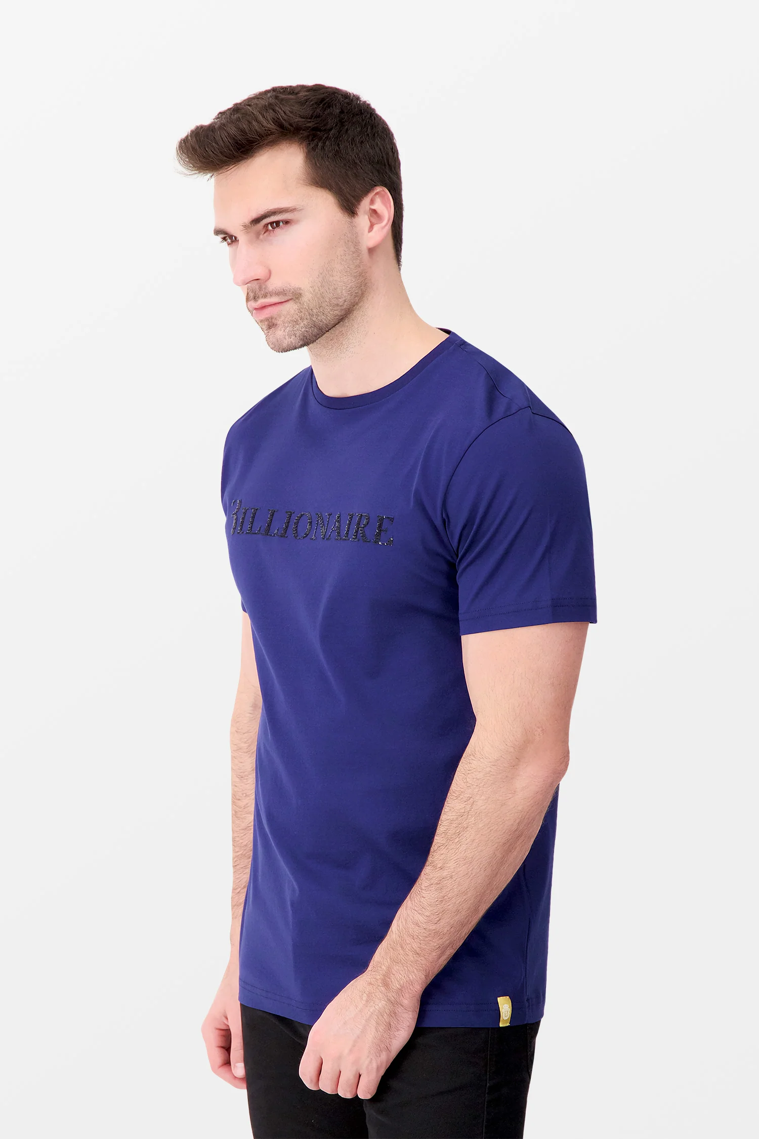 Billionaire Dark Blue SS Logos Round Neck T-Shirt - Image 3