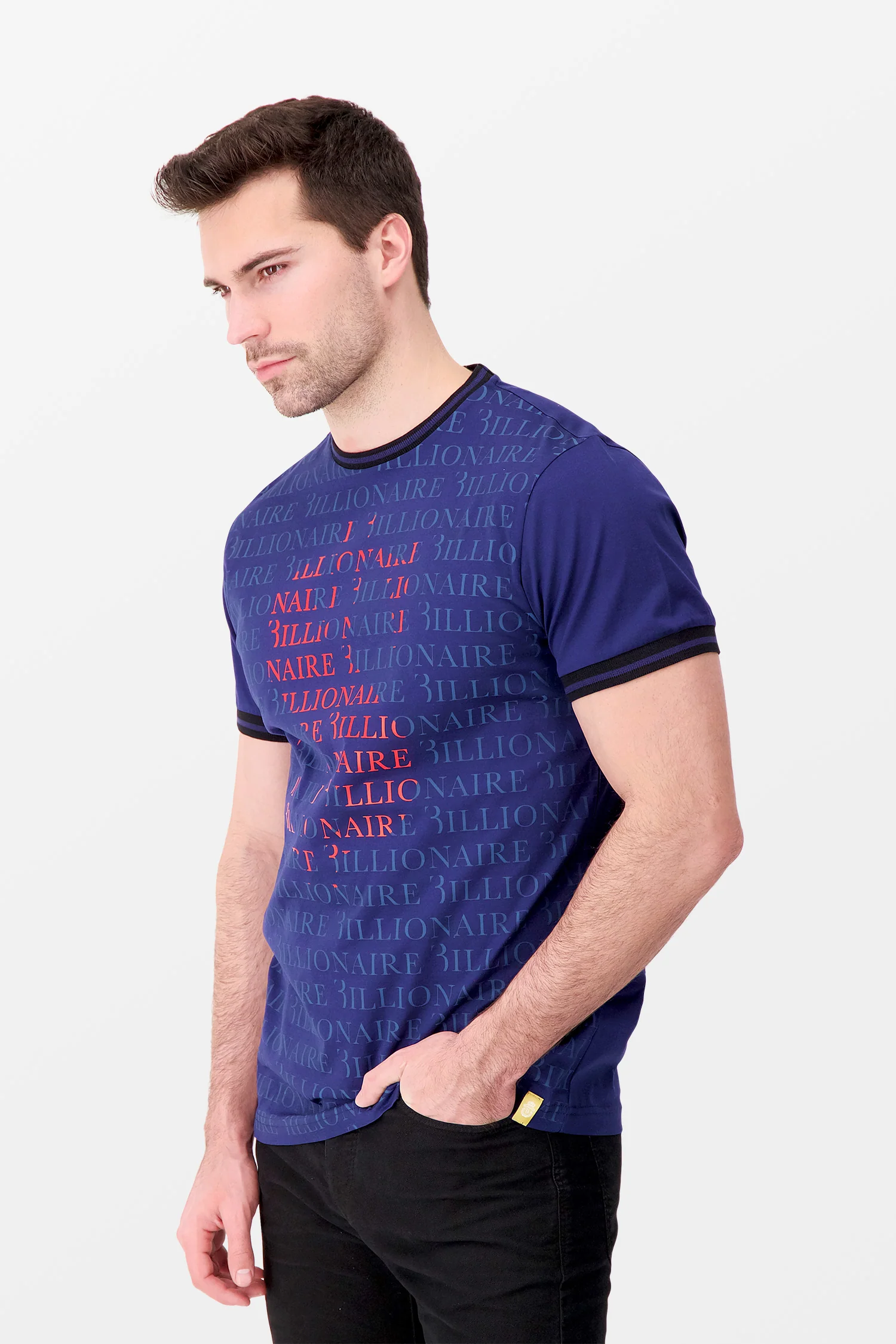 Billionaire Dark Blue SS Money T-Shirt - Image 3