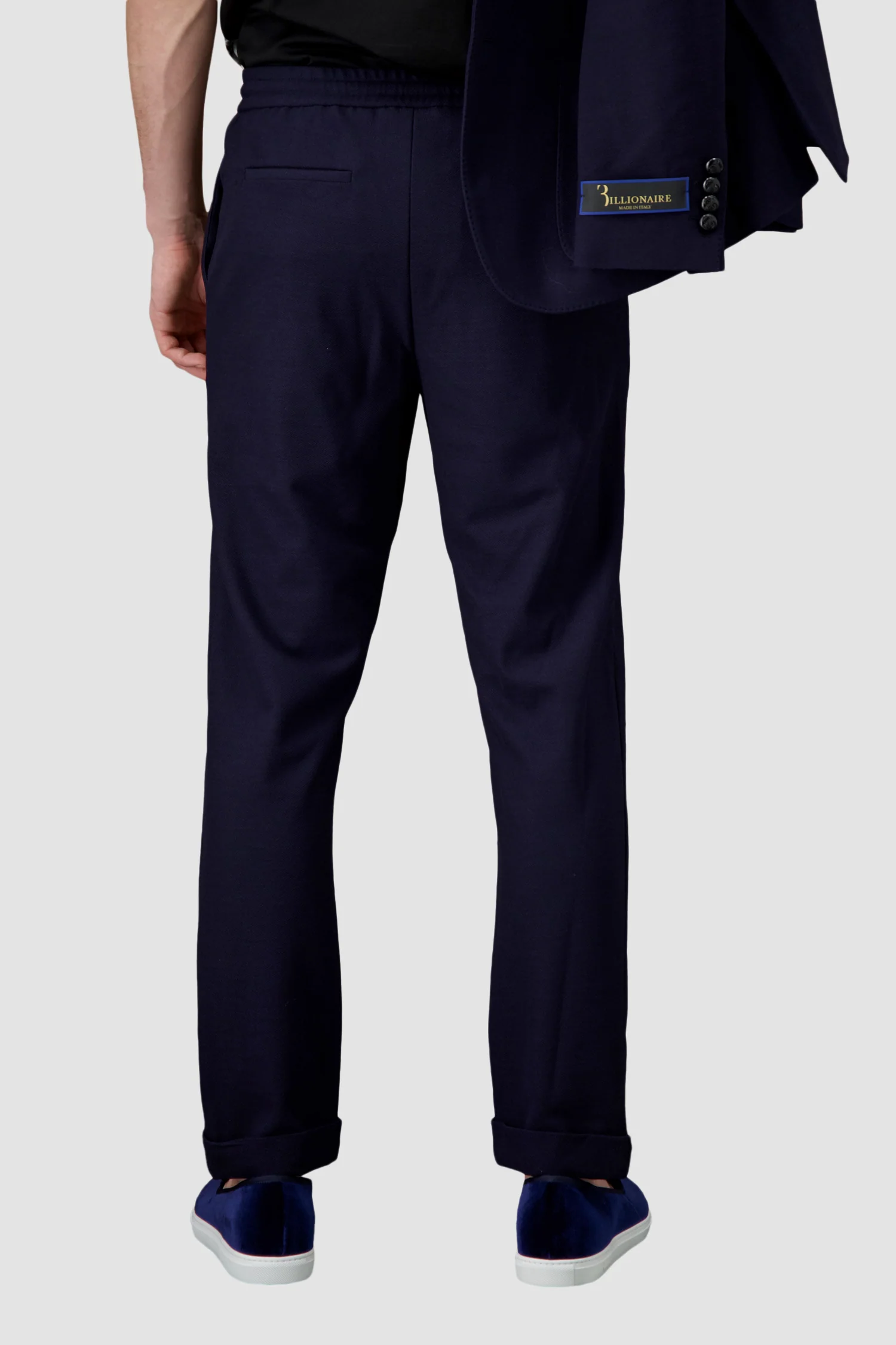 Billionaire Dark Blue Tailored Fit Crest Trousers - Image 3