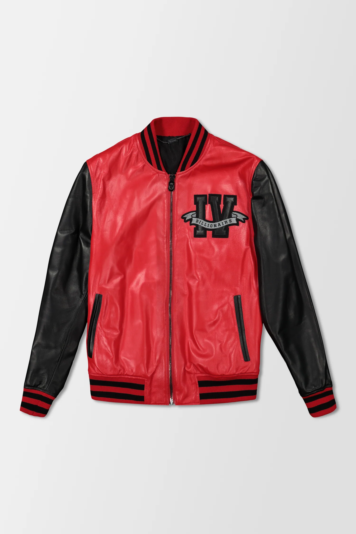 Billionaire Red Leather Bomber Jacket - Image 2