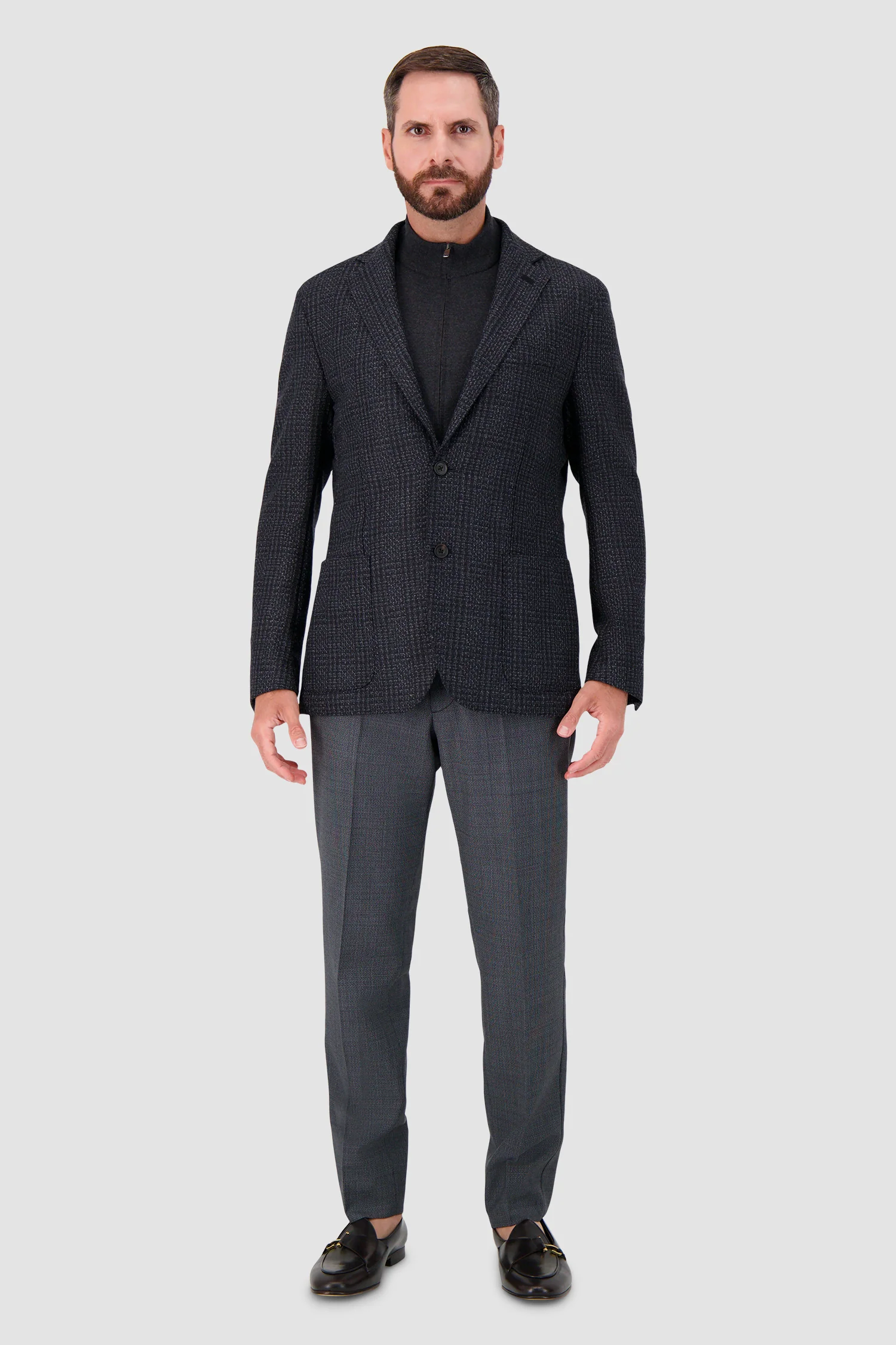 Corneliani Charcoal Wool Jacket with knit insert - Image 4