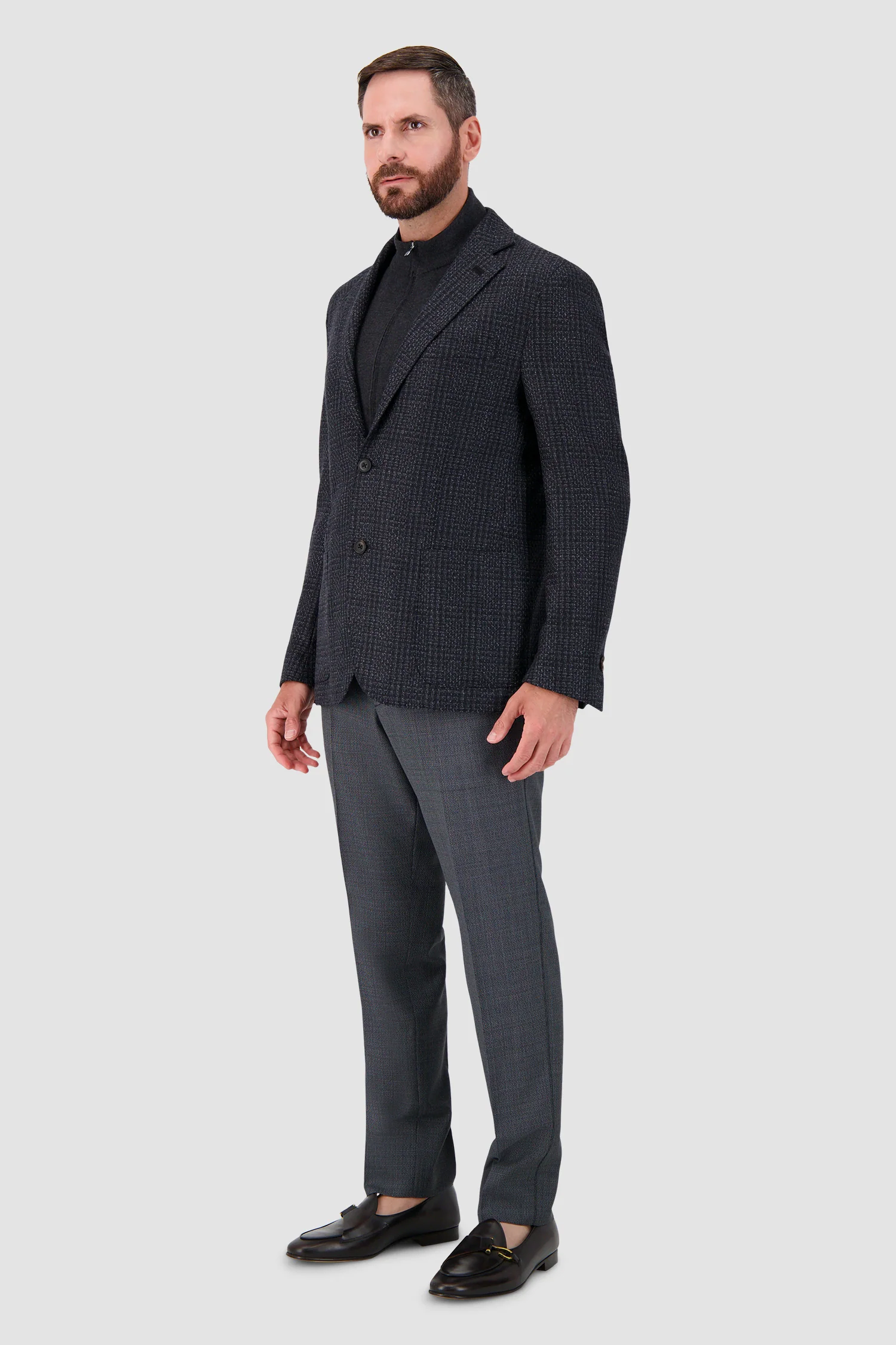 Corneliani Charcoal Wool Jacket with knit insert - Image 5