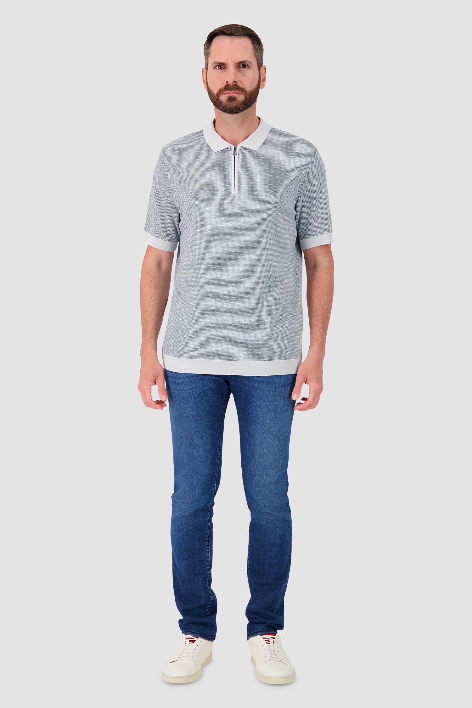 Corneliani Grey Zip Polo - Image 3