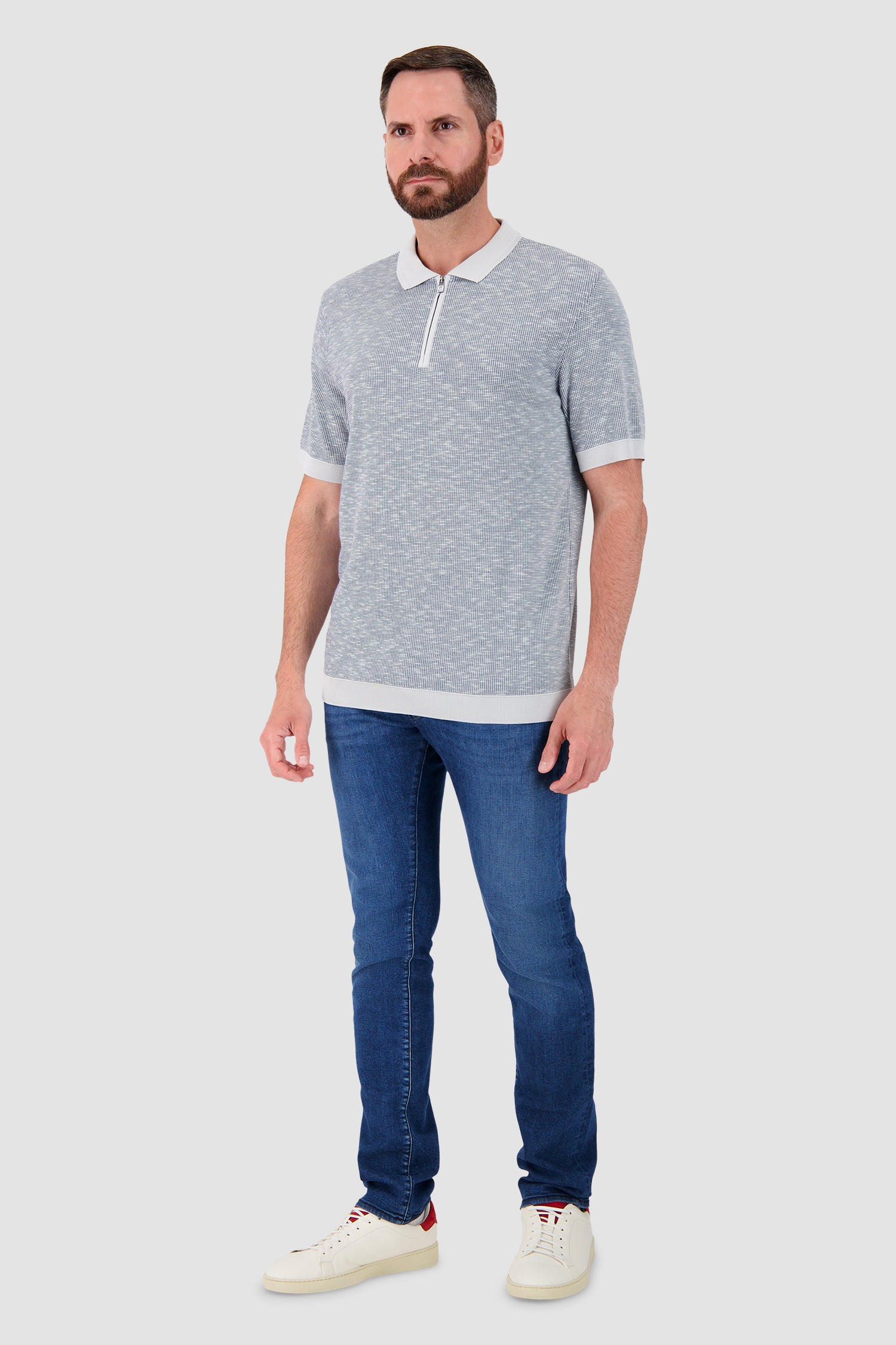 Corneliani Grey Zip Polo - Image 4