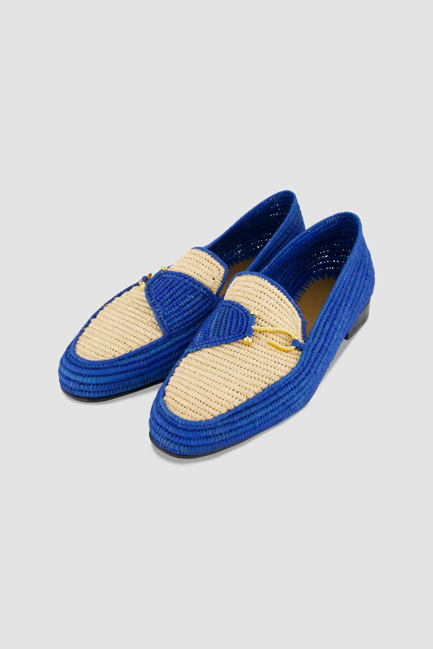 Edhen Milano Agadir Blue Raffia Loafers - Image 2