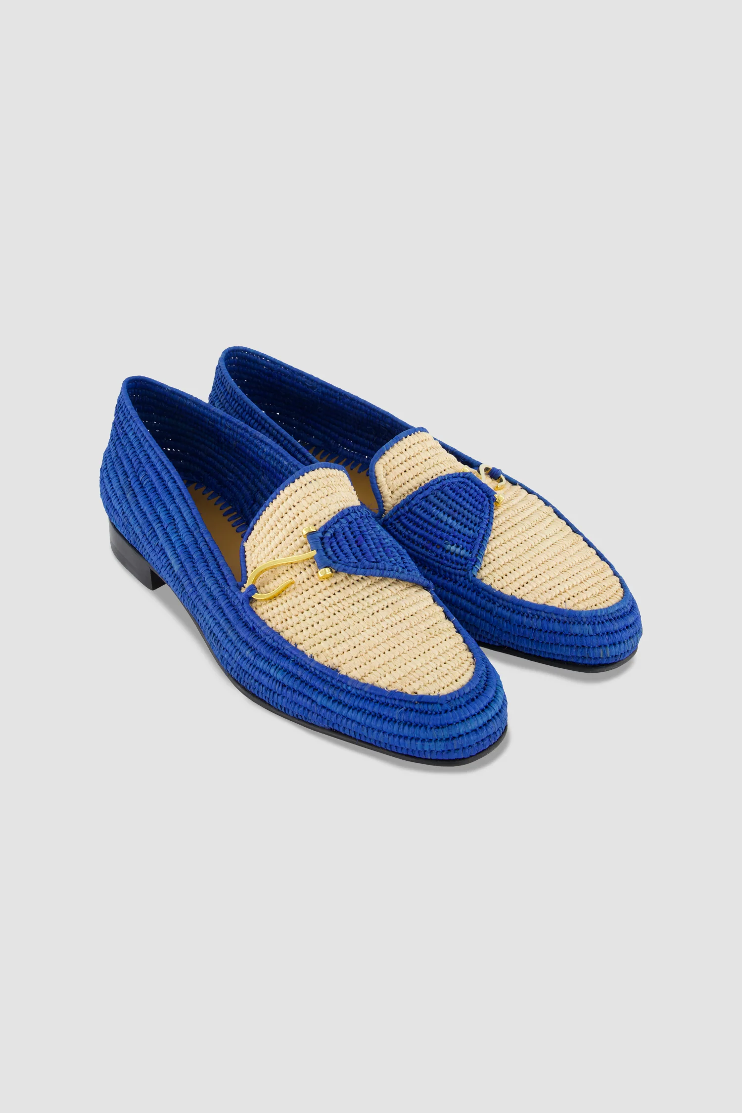 Edhen Milano Agadir Blue Raffia Loafers - Image 4