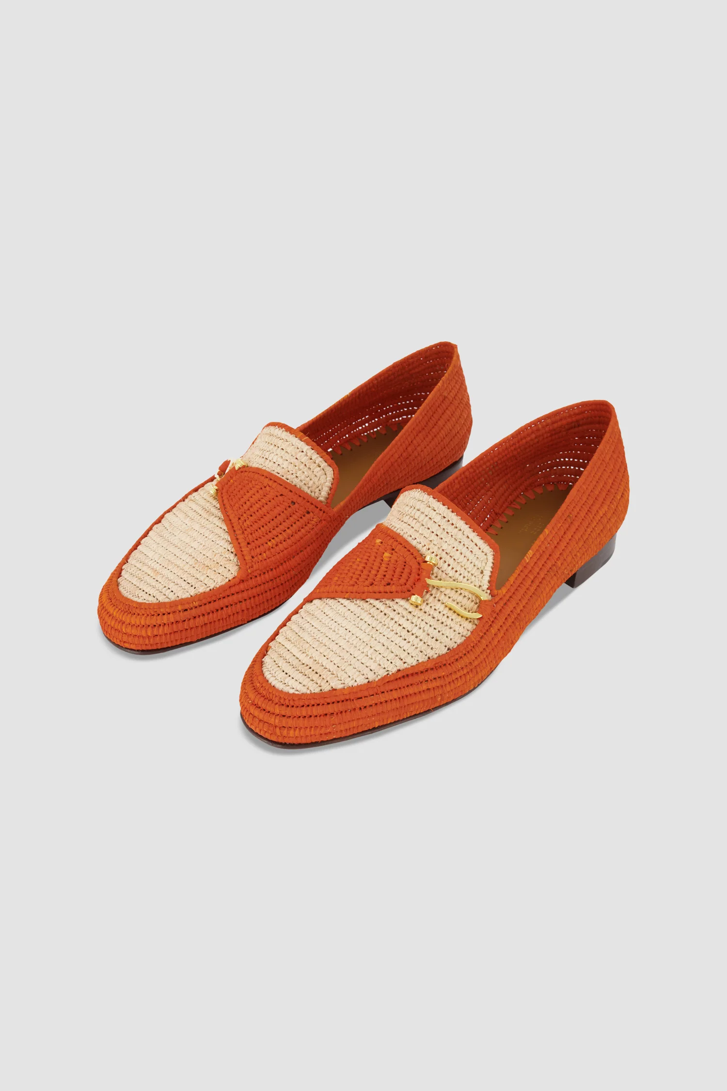 Edhen Milano Agadir Orange Raffia Loafers - Image 2
