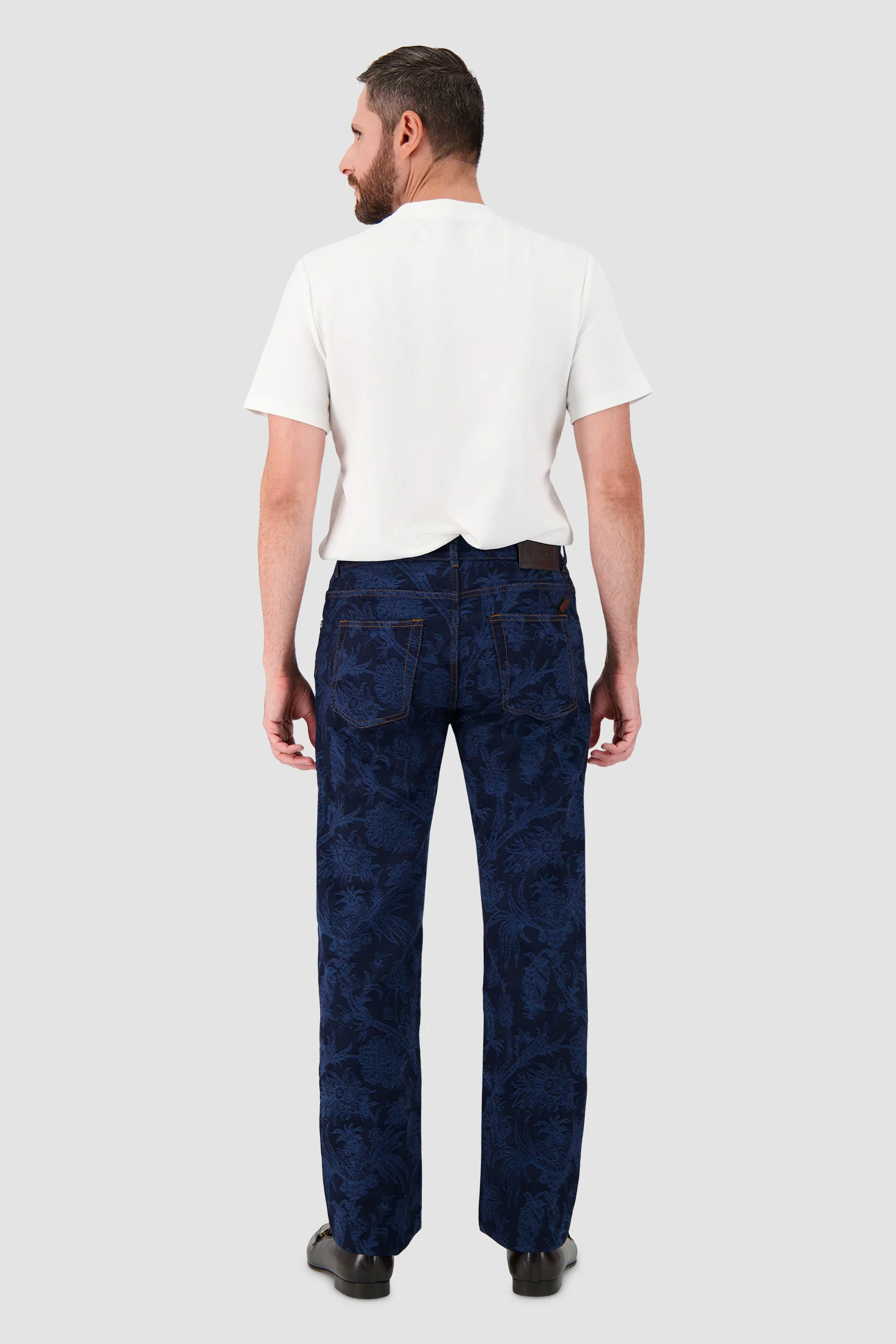 Etro Blue Floral Print Denim Jeans - Image 4
