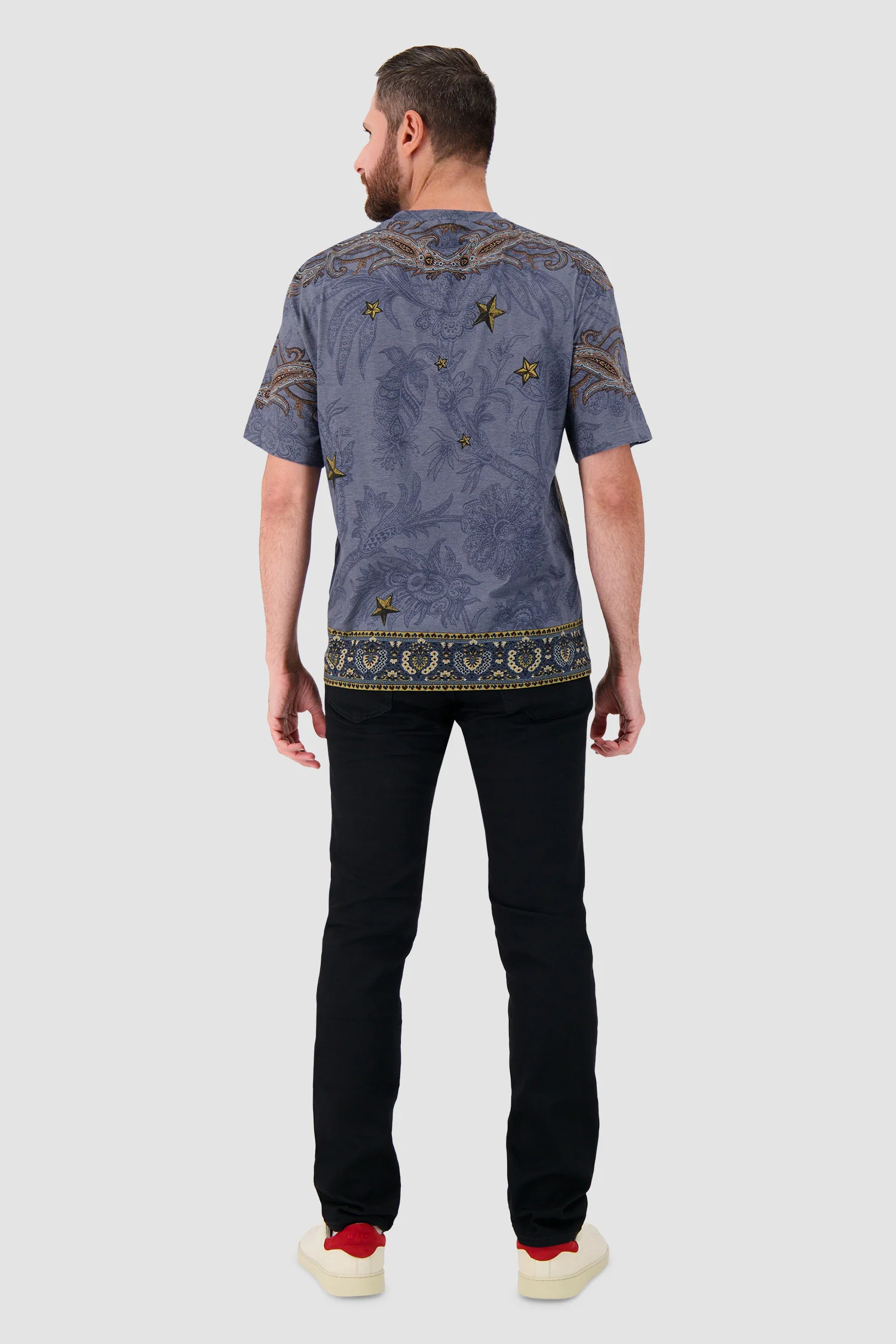 Etro Blue Pegasus Graphic Crew Neck T-Shirt - Image 5