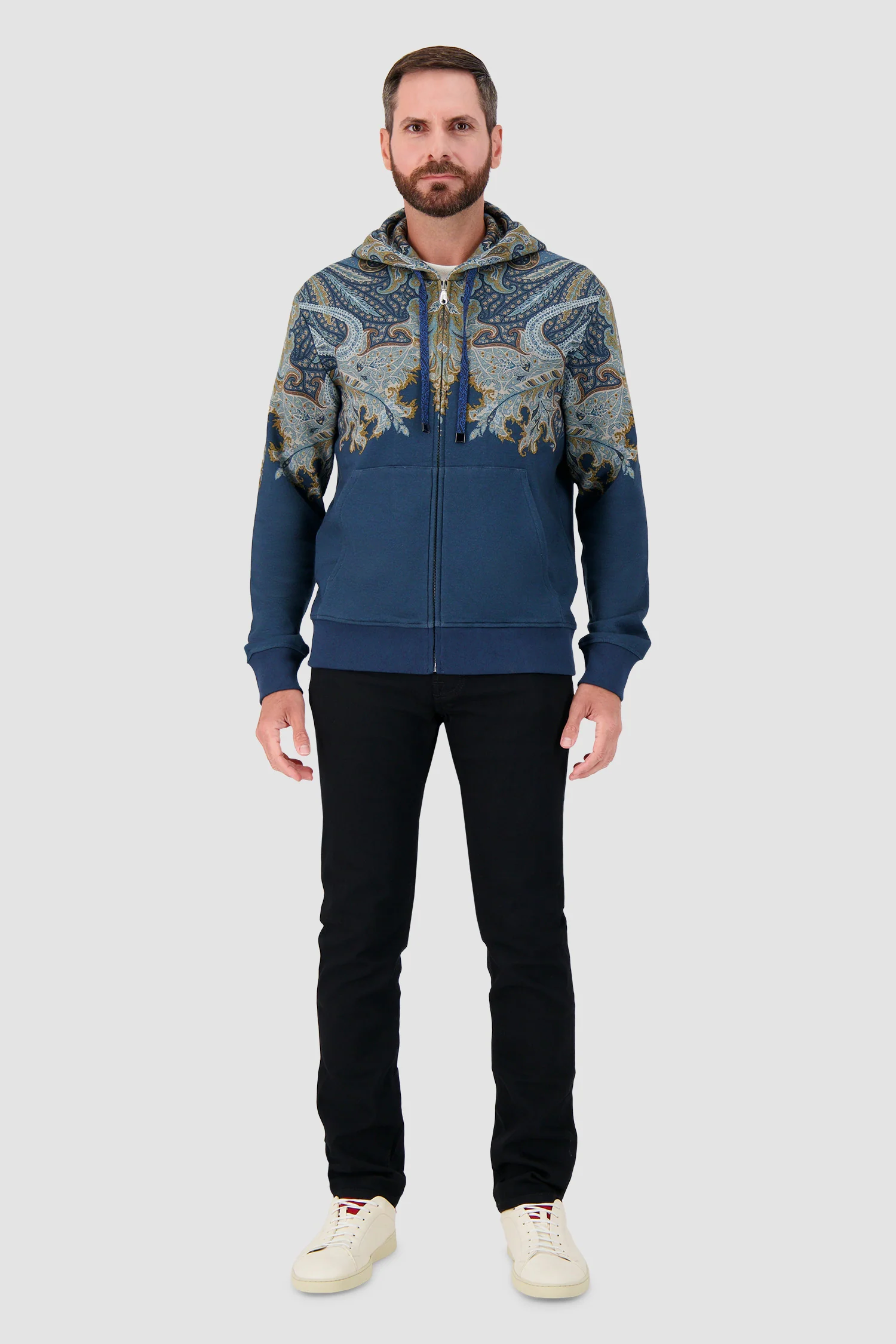 Etro Teal Paisley Zip-Up Hoodie - Image 3