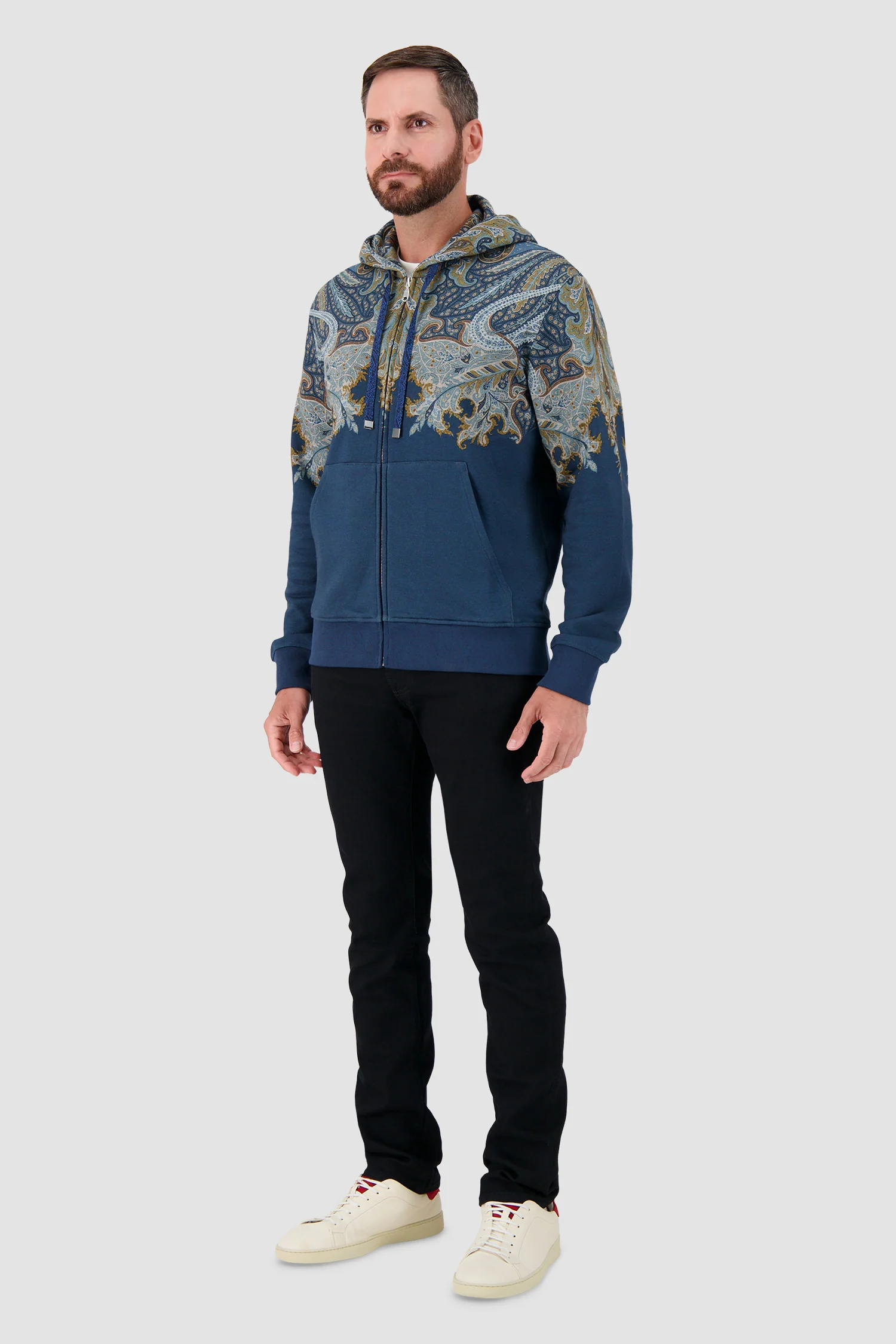 Etro Teal Paisley Zip-Up Hoodie - Image 4