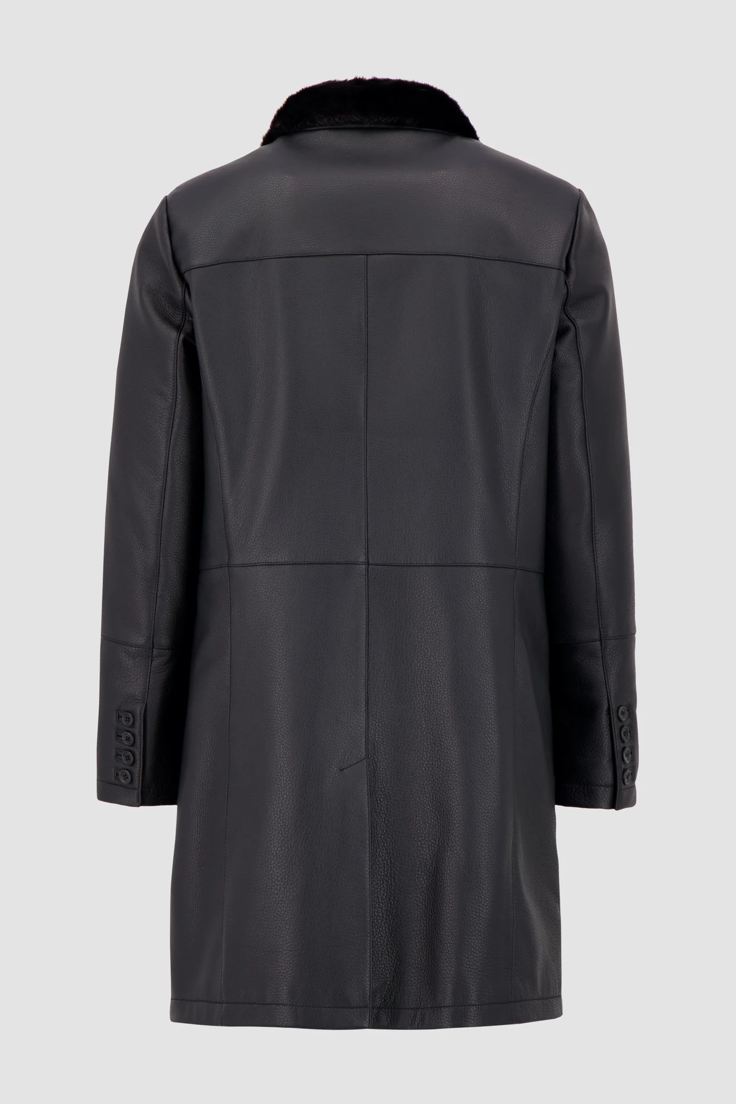 Hettabretz Black Deer Leather And Mink Long Jacket - Image 3