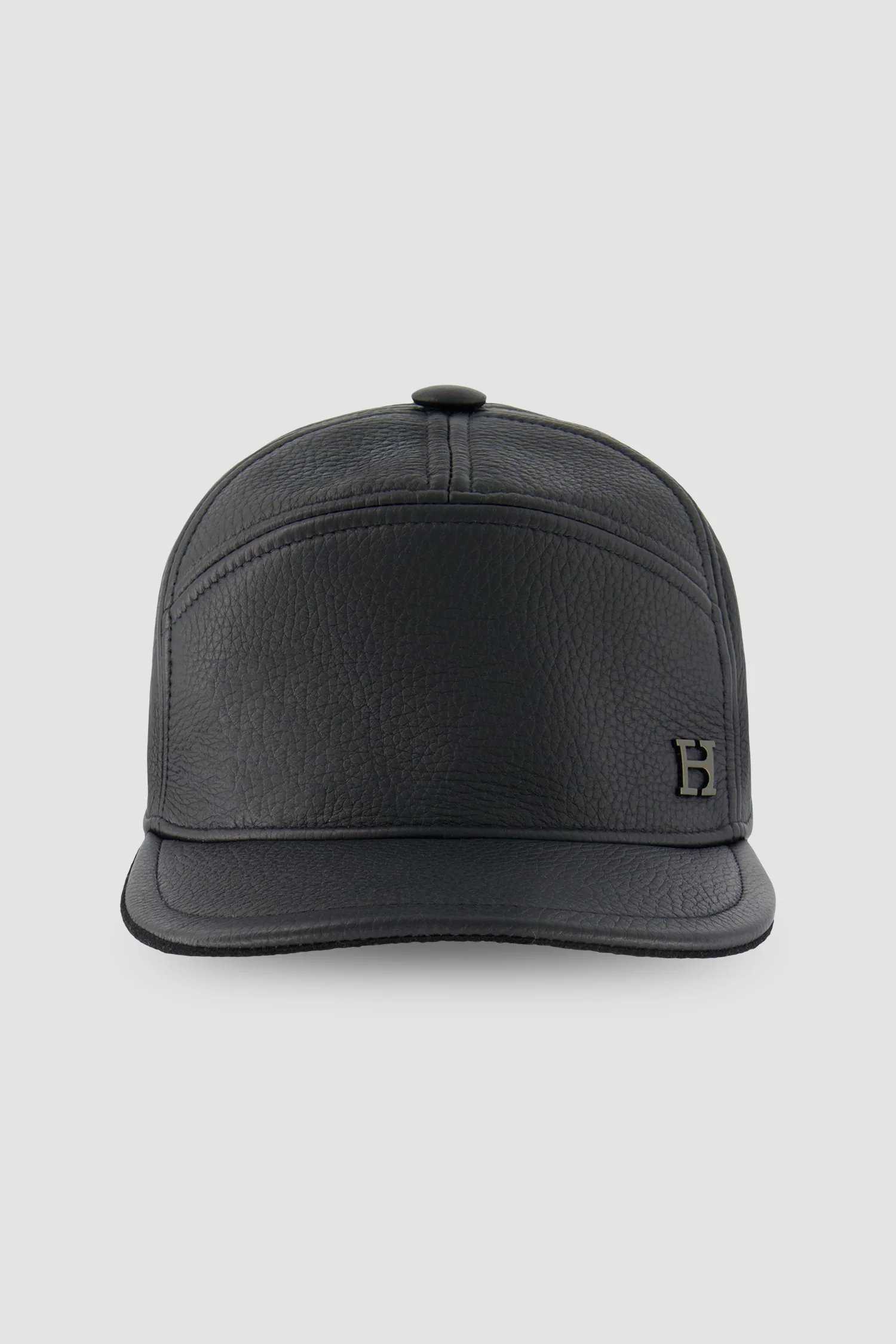 Hettabretz Black Leather Baseball Cap