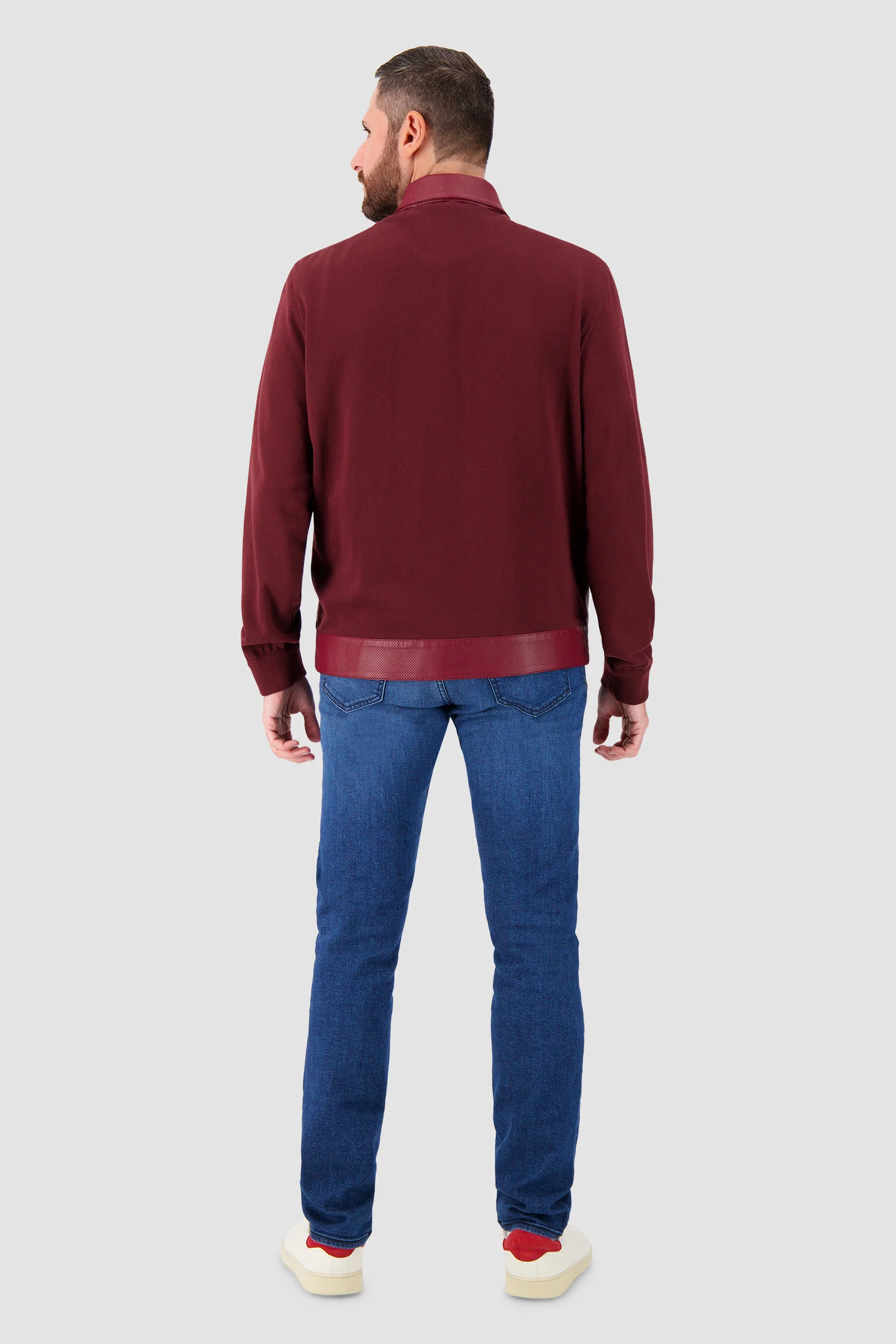 Hettabretz Burgundy Lamb Leather Knit Blouson - Image 5