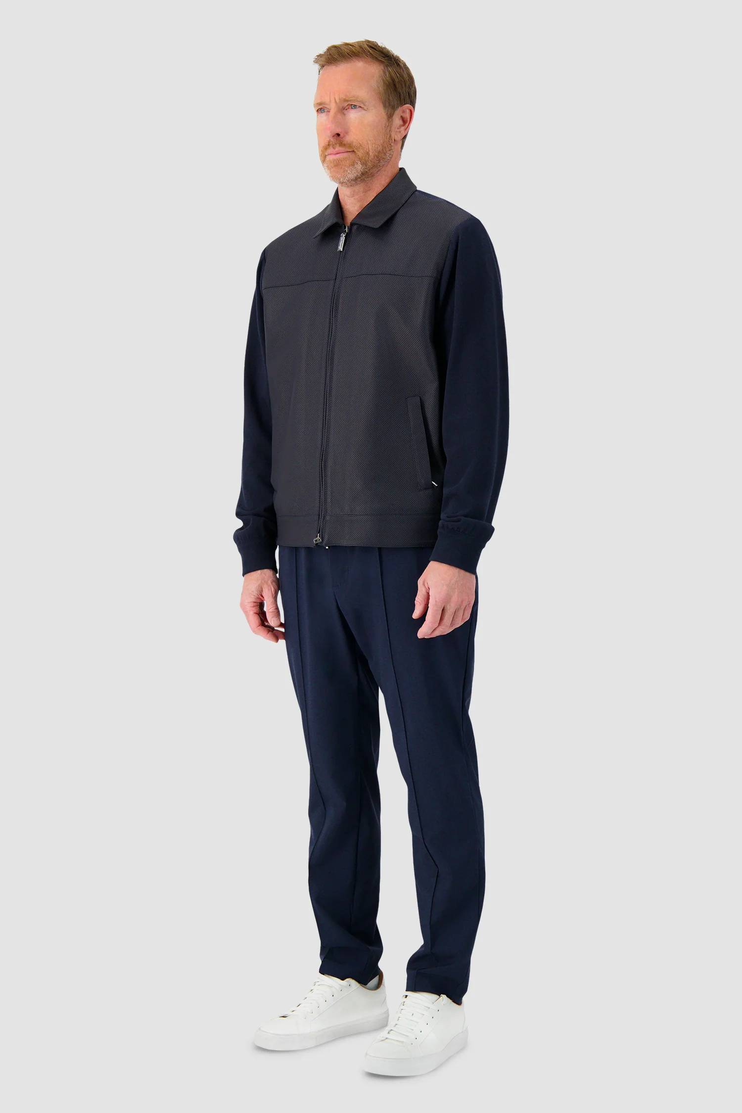 Hettabretz Navy Lamb Leather Knit Blouson - Image 3