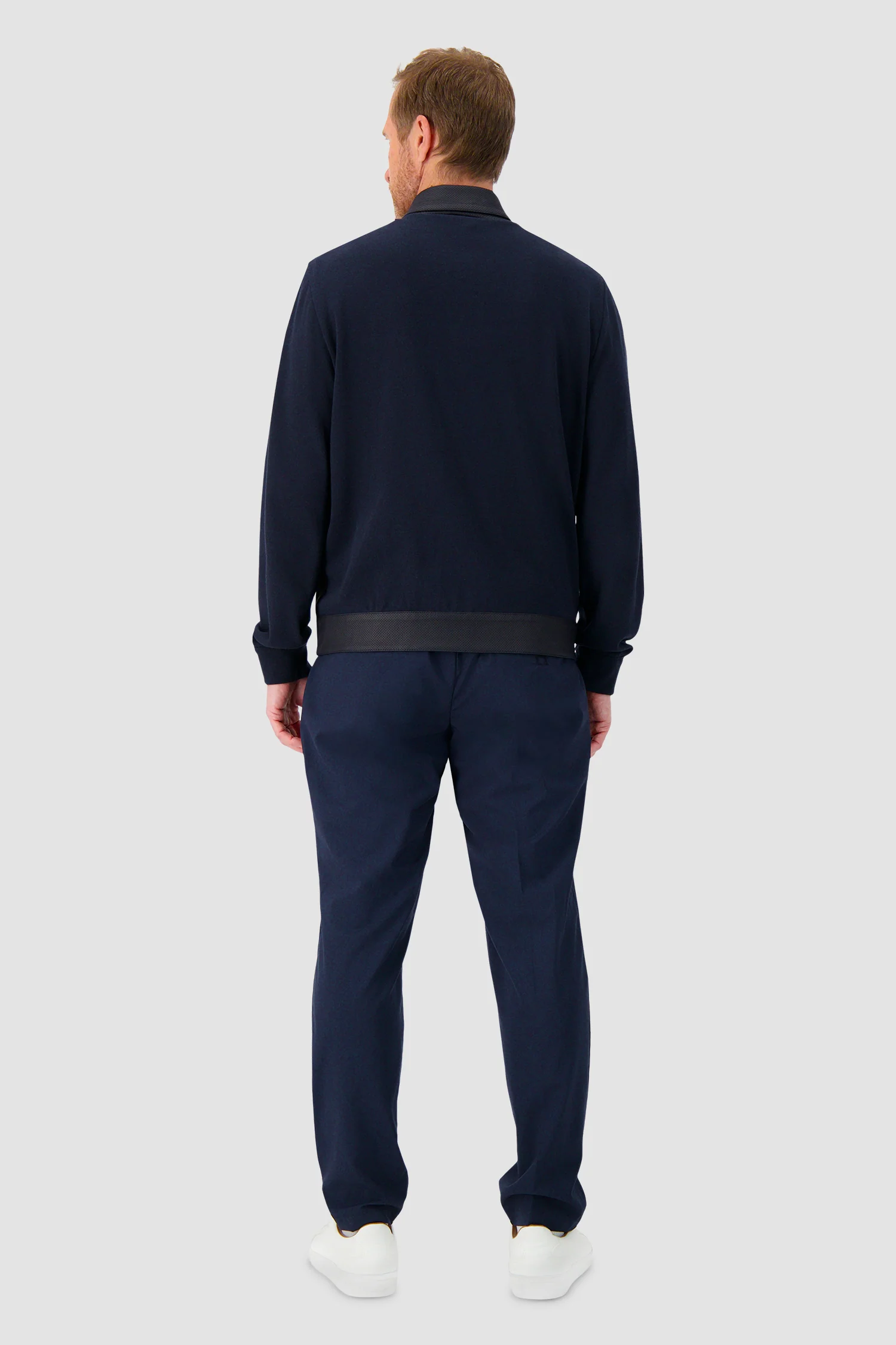 Hettabretz Navy Lamb Leather Knit Blouson - Image 4
