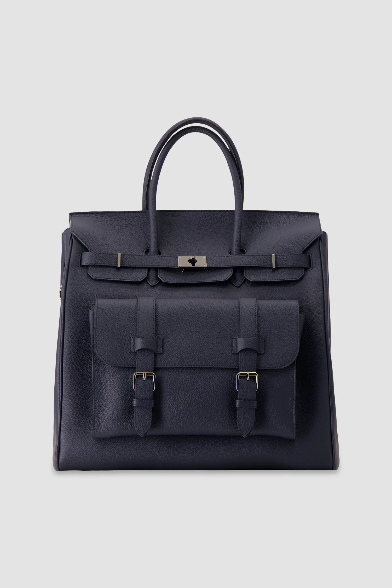 Hettabretz Navy Leather Travel Bag