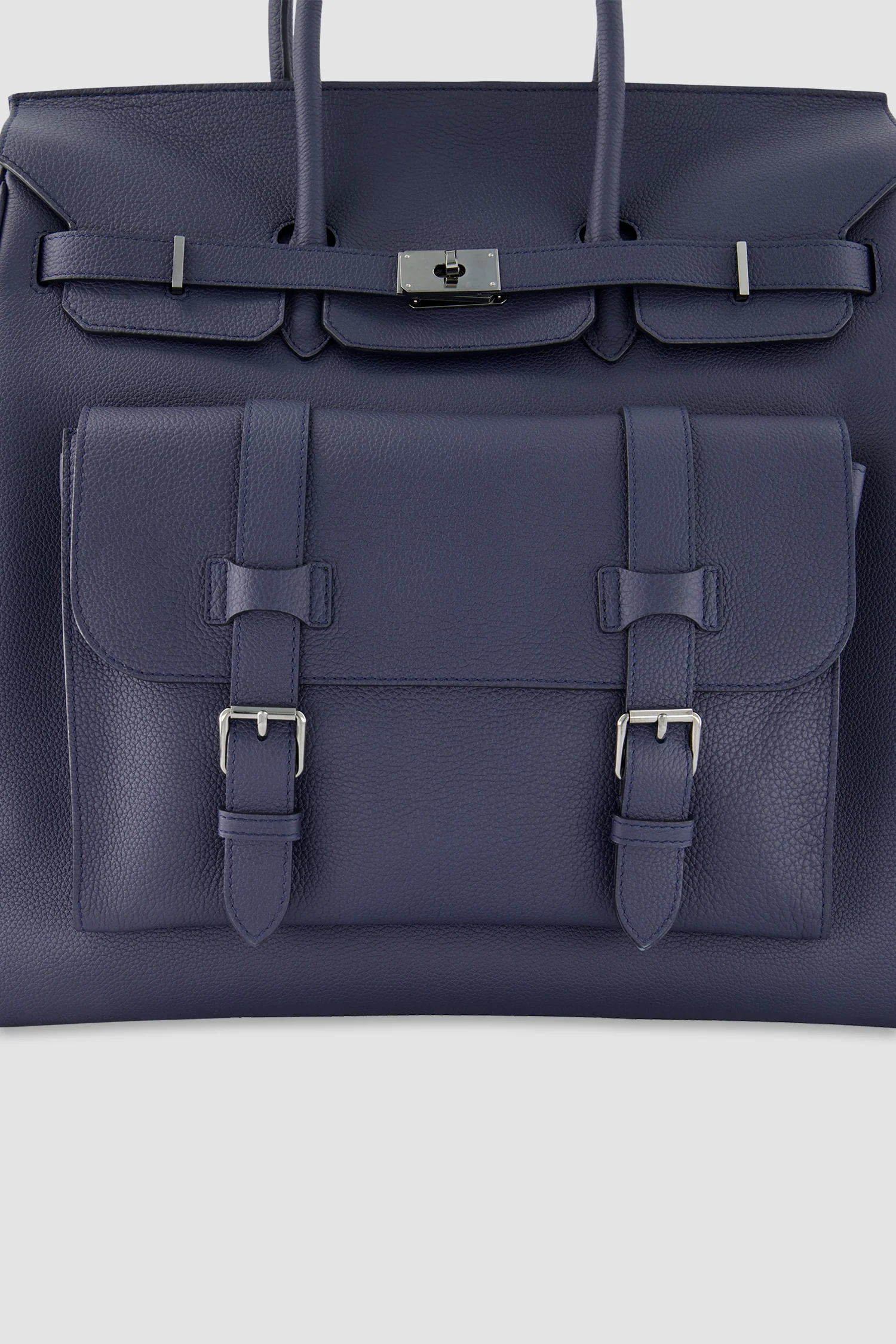 Hettabretz Navy Leather Travel Bag - Image 4