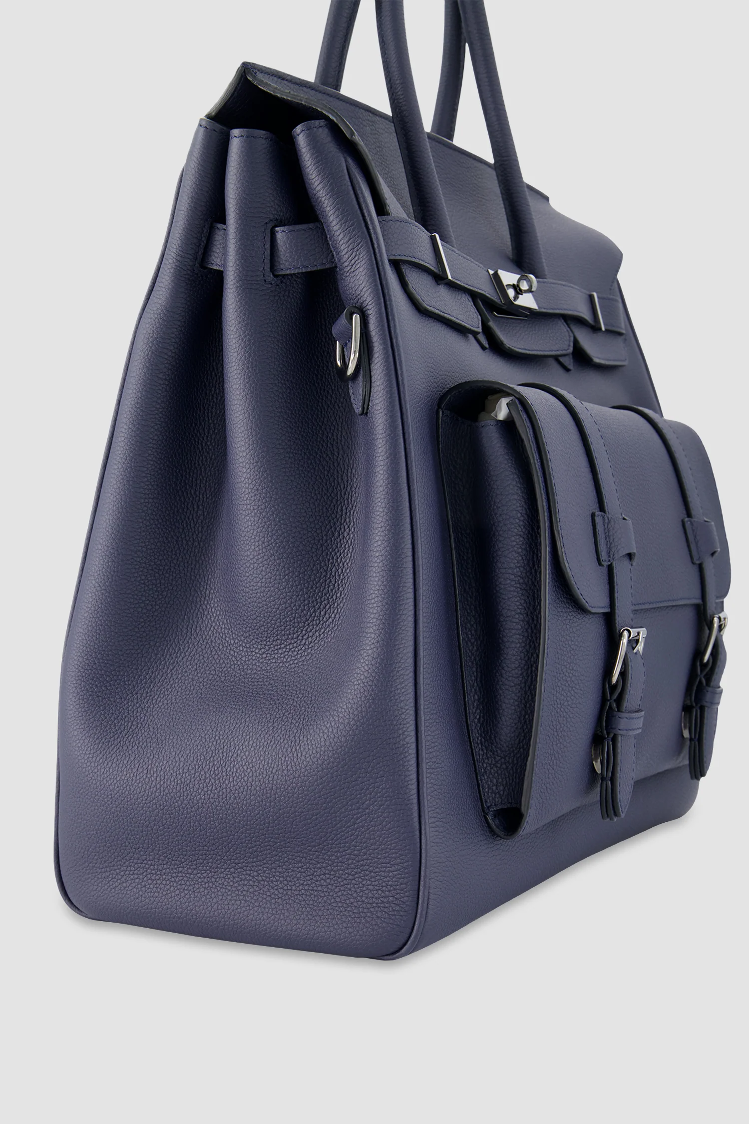 Hettabretz Navy Leather Travel Bag - Image 5