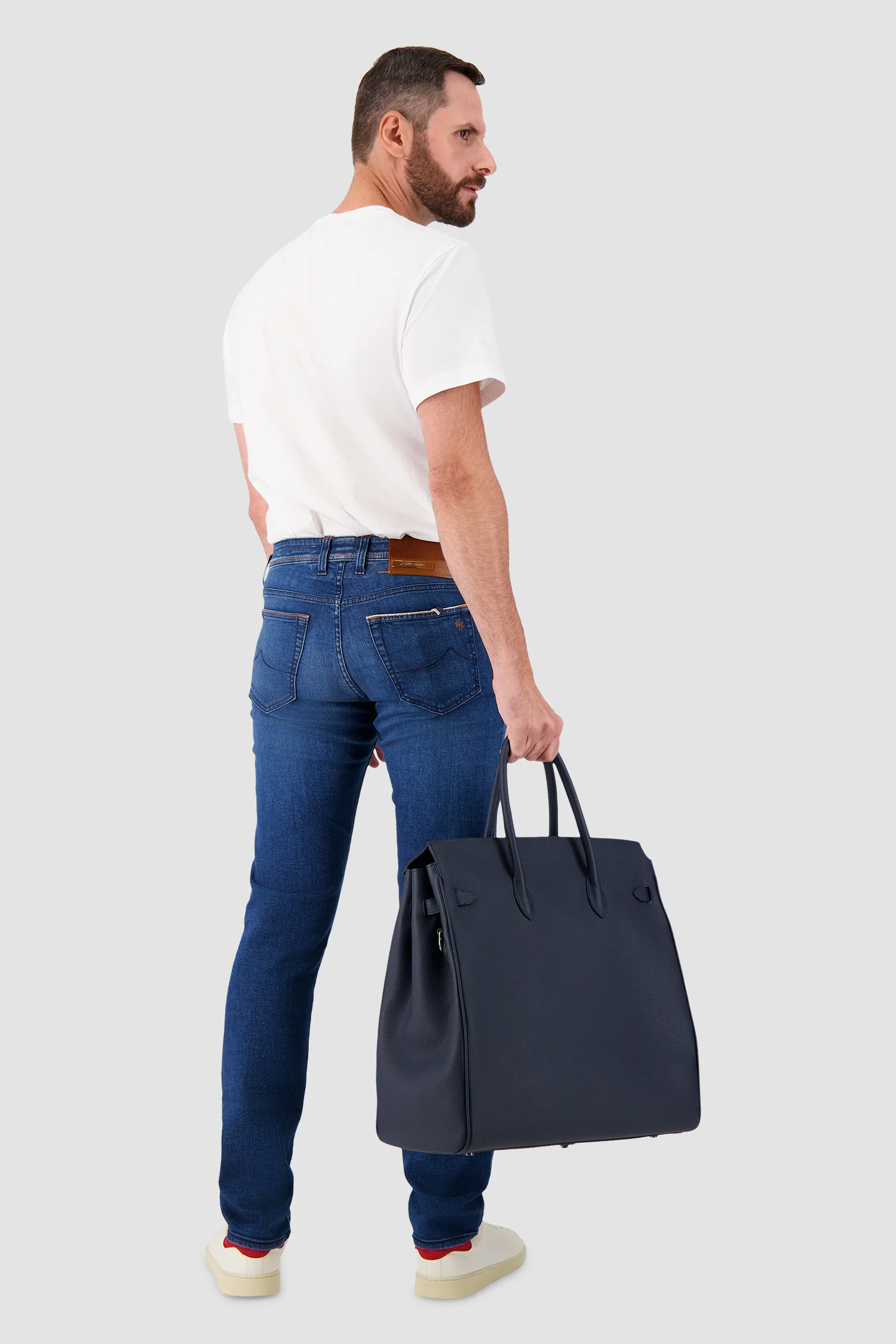 Hettabretz Navy Leather Travel Bag - Image 8