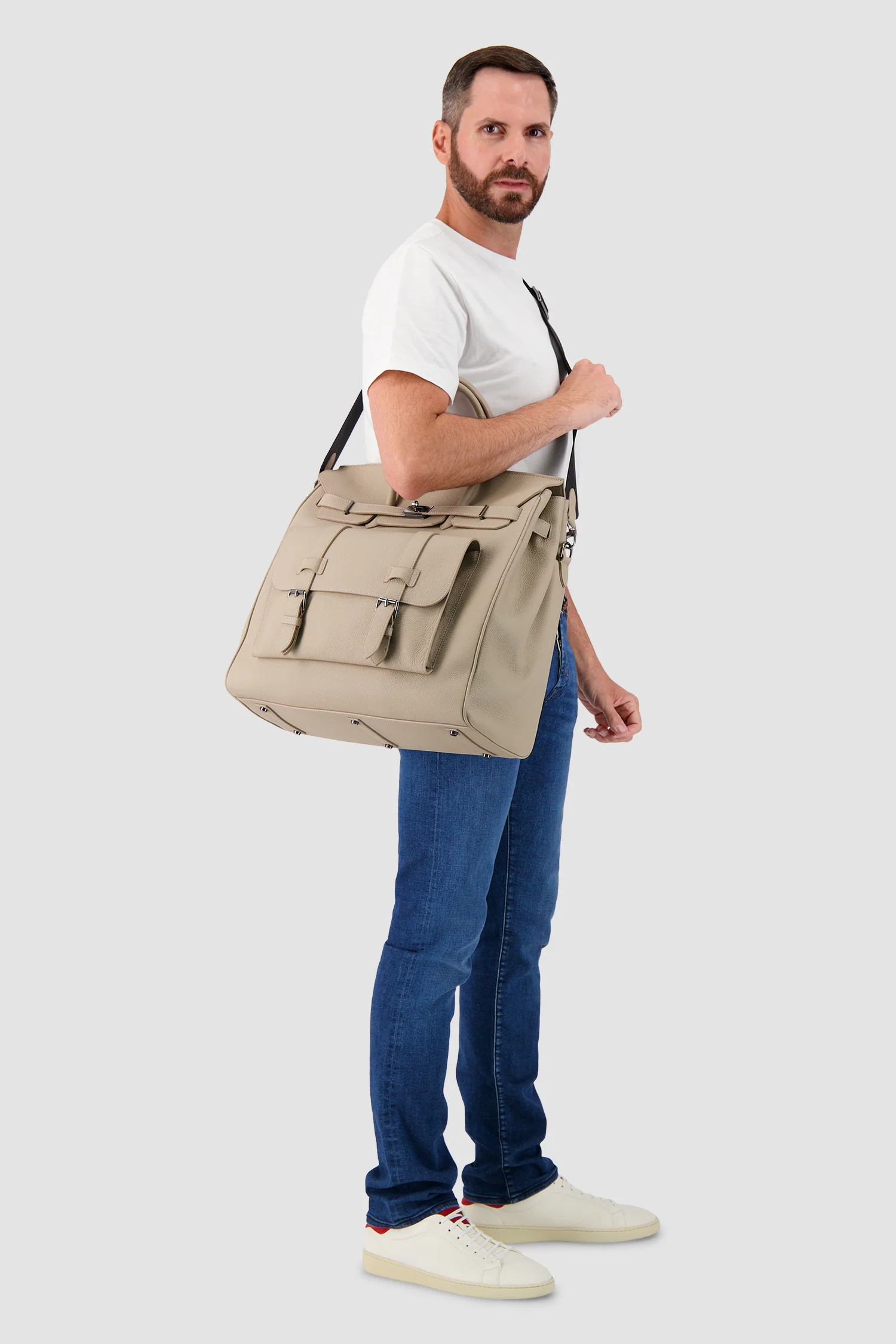 Hettabretz Tan Leather Travel Bag - Image 10